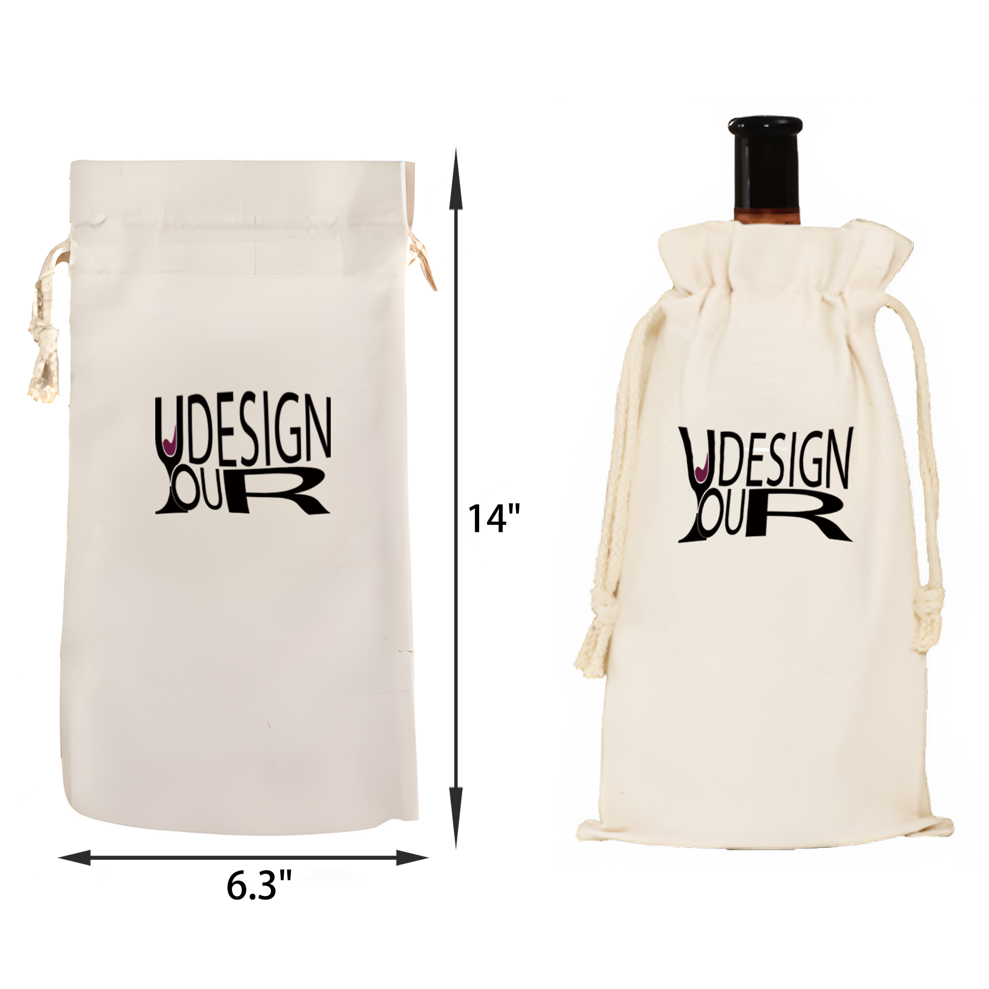 MOQ 50 PCS Stylish Drawstring Wine Bottle Canvas Bag 5