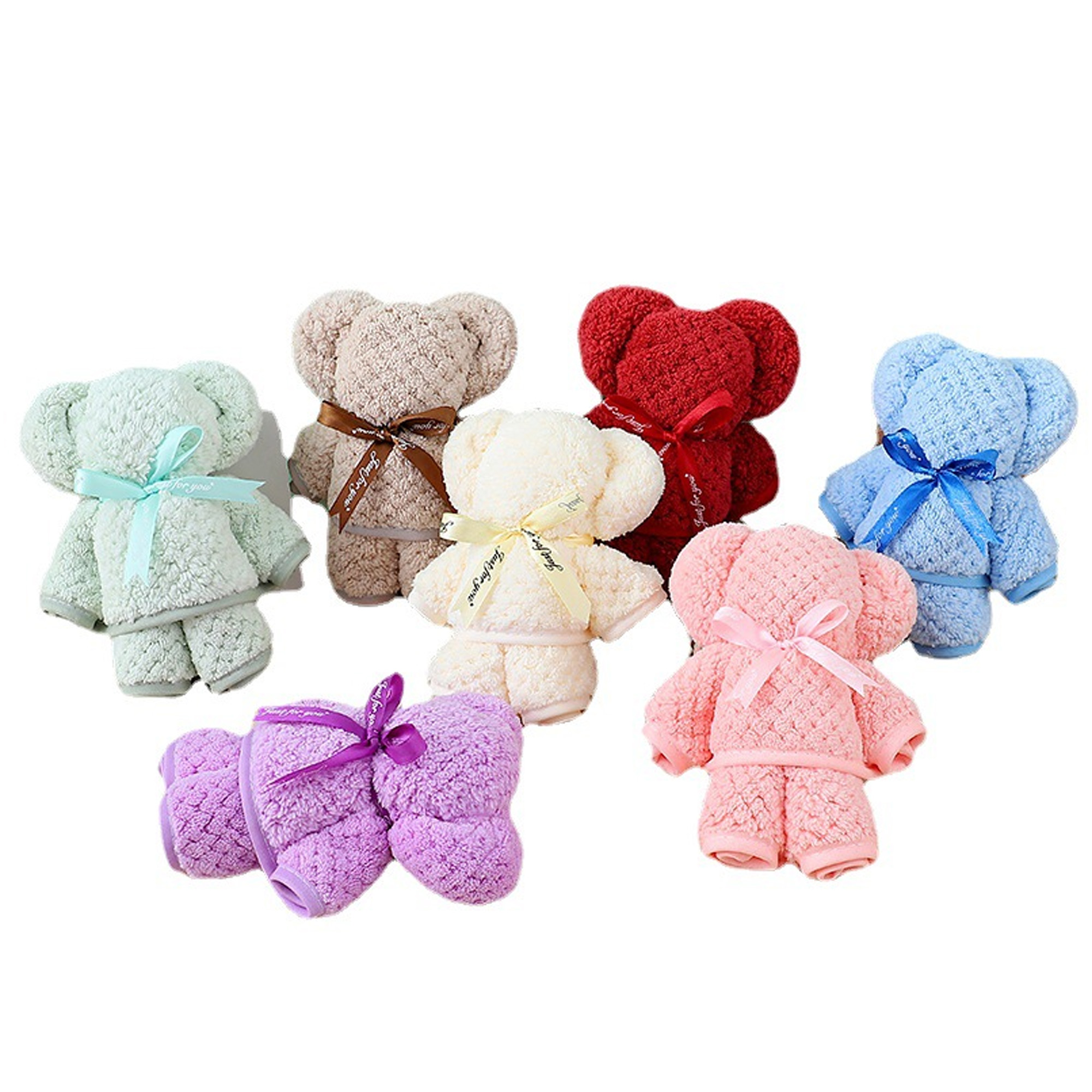 Coral Fleece Towel Bear Shape Packed 4
