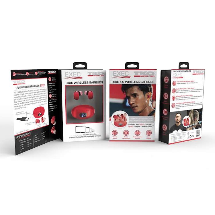 Exec Sport TWS Wireless Earbuds - Red 3