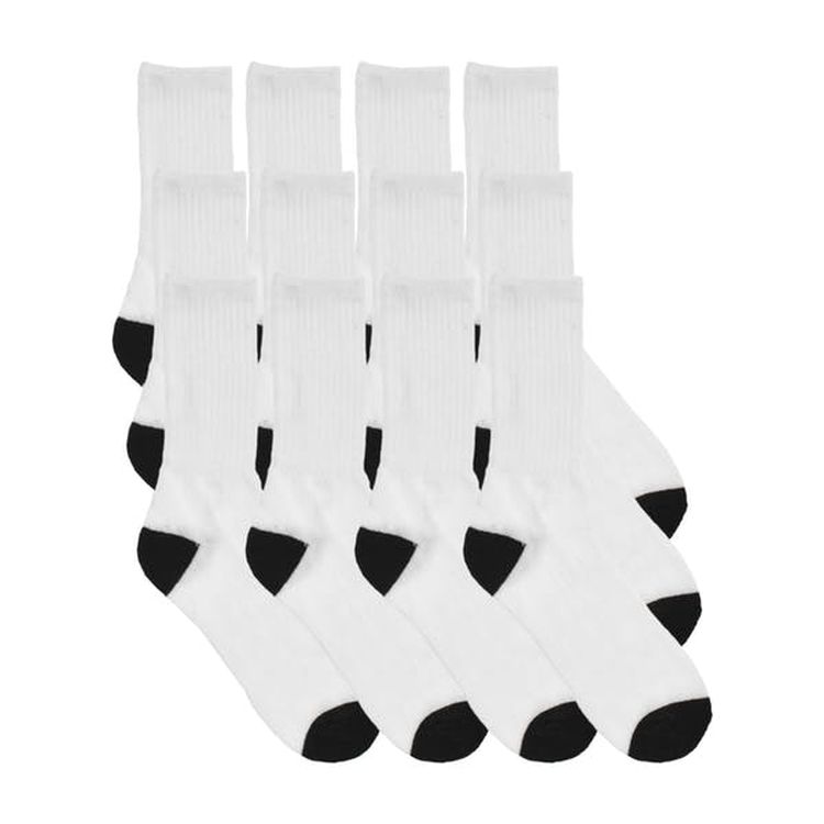 Adult Sports Crew Socks - White/Black 3