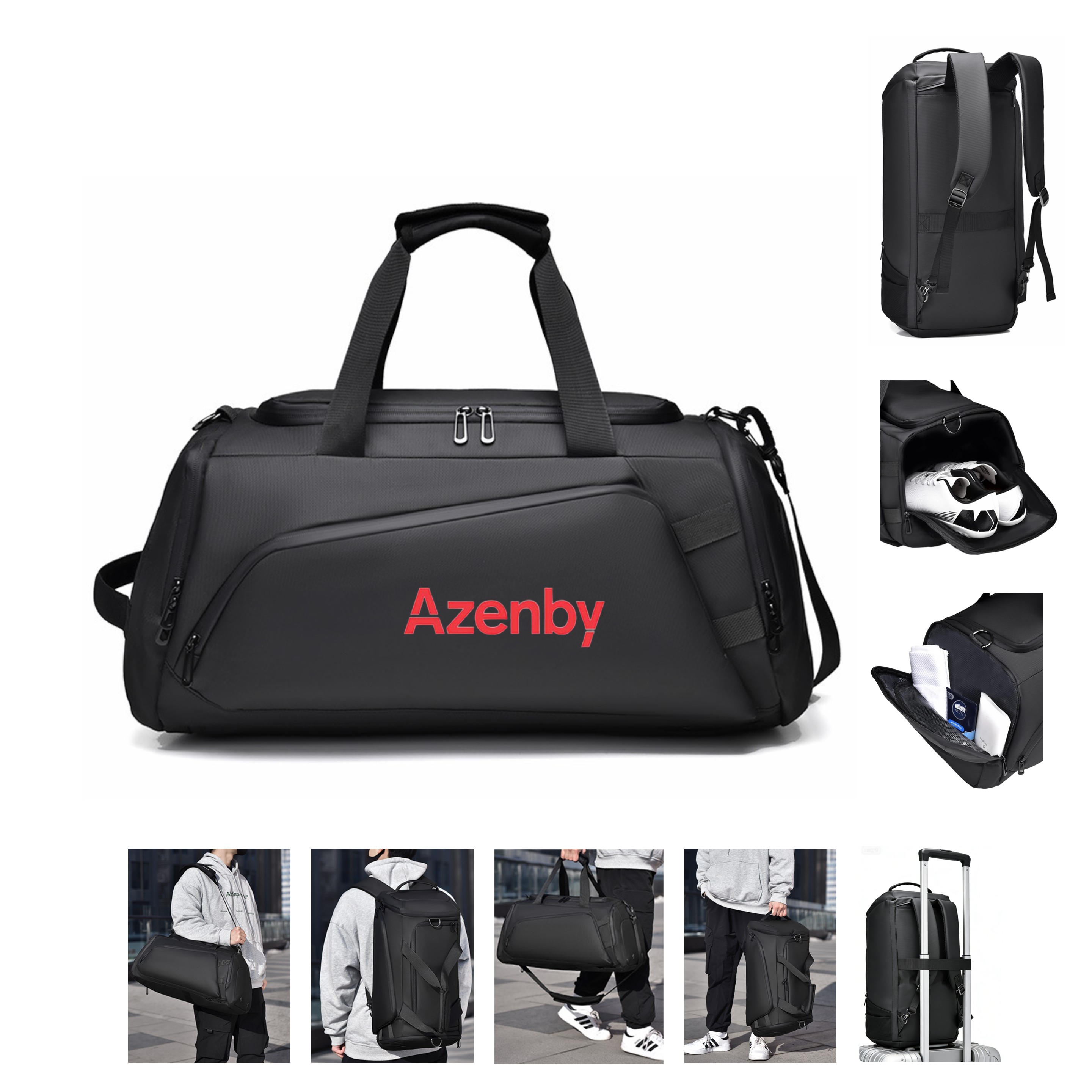 Duffel Backpack with Shoe Compartment - Ocean