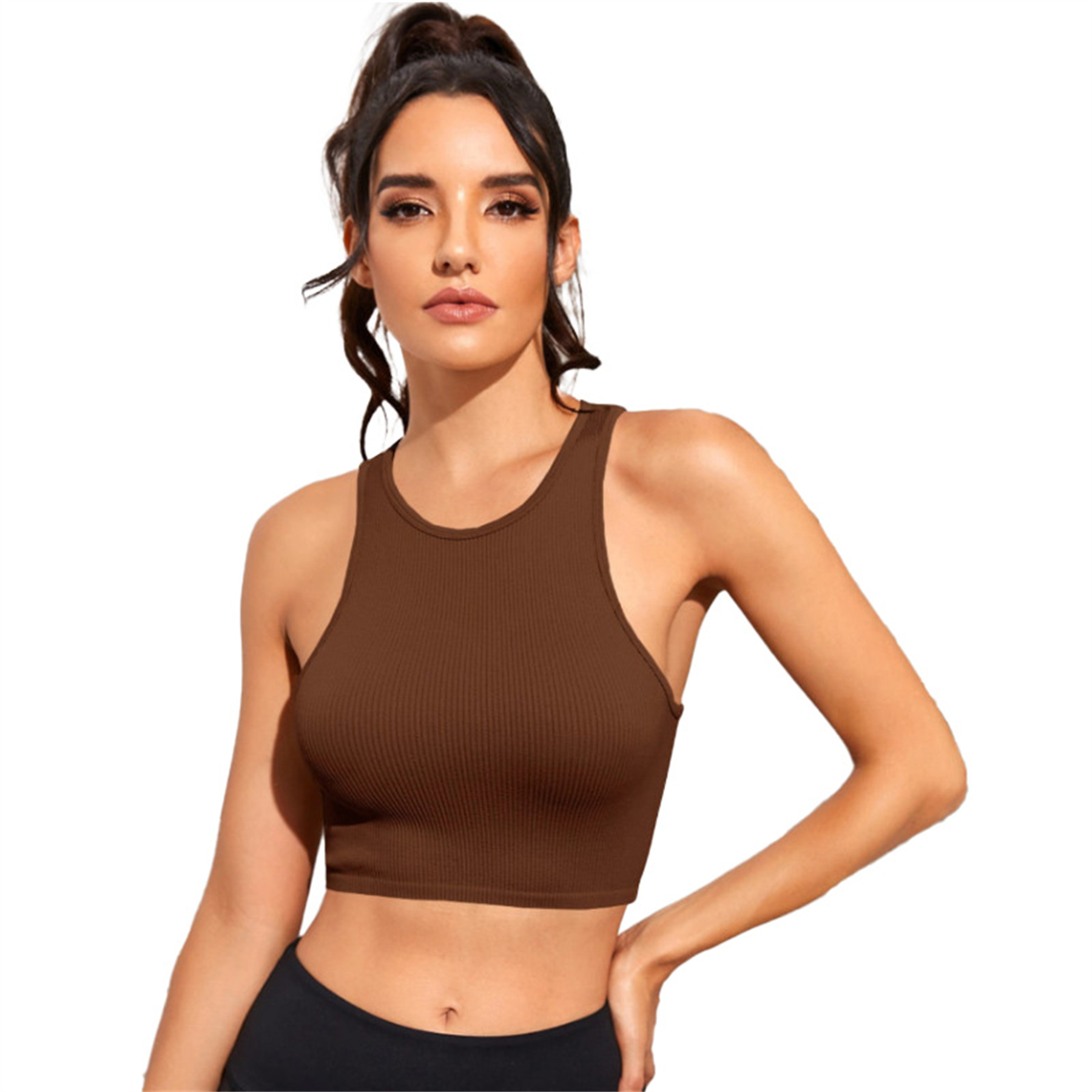 Womens Ribbed Longline Sports Bra 16