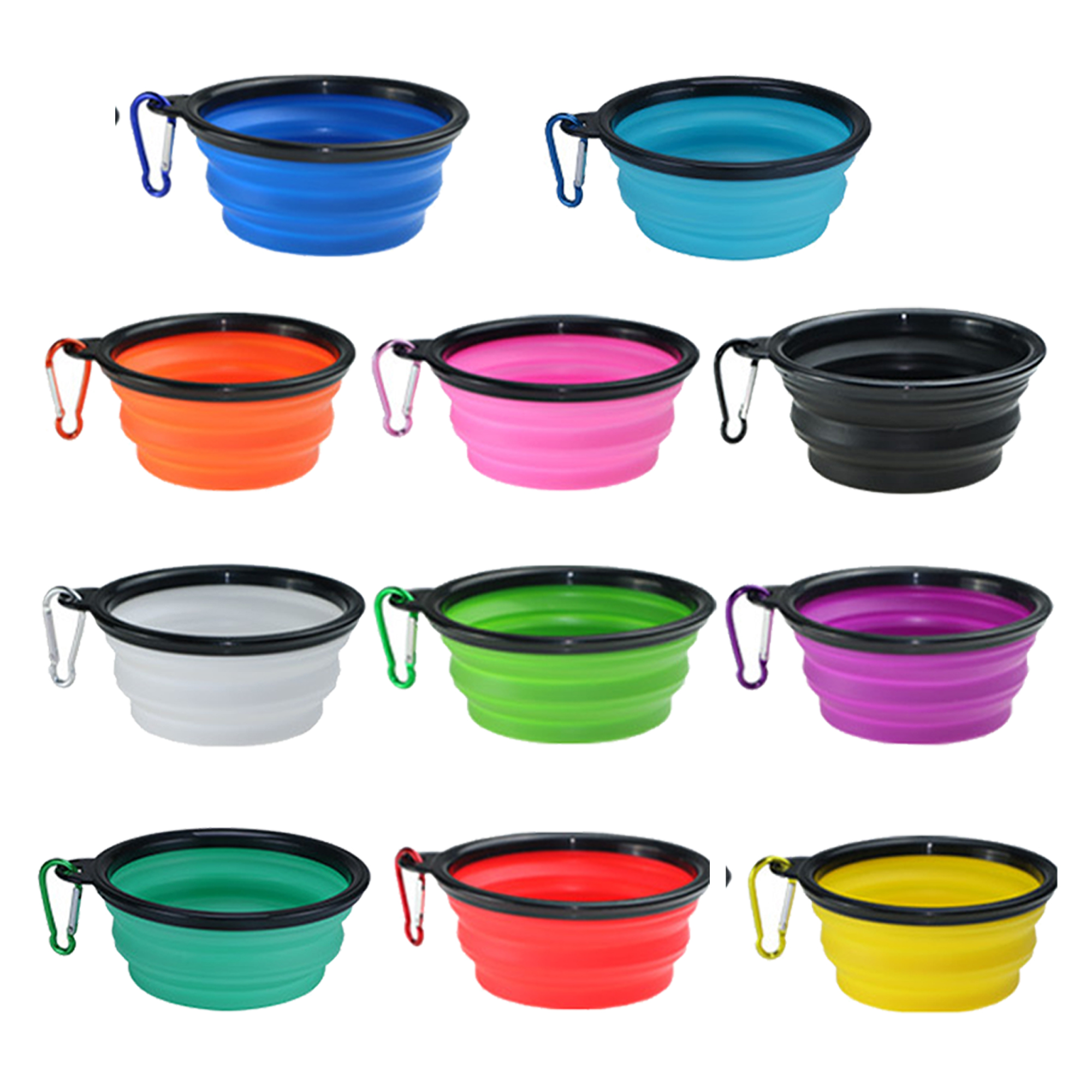 Compact Foldable Dog Bowl with Carabiner for Camping 6