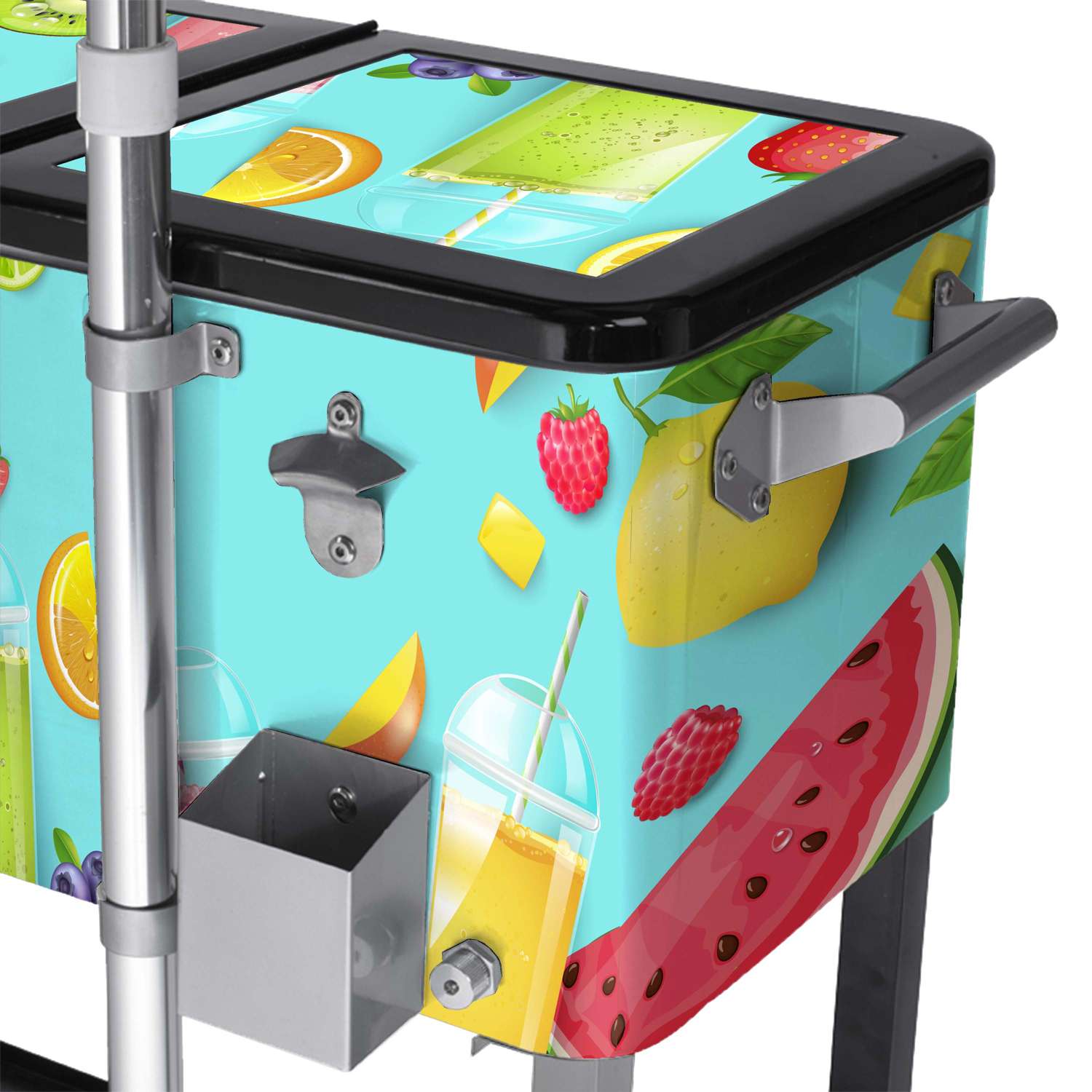 Rolling Cooler Vending Cart, Wrap Graphic w/ Lid Decals 4
