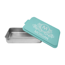 9" x 13" Aluminum Cake Pan with Teal Lid - Thumbnail 2