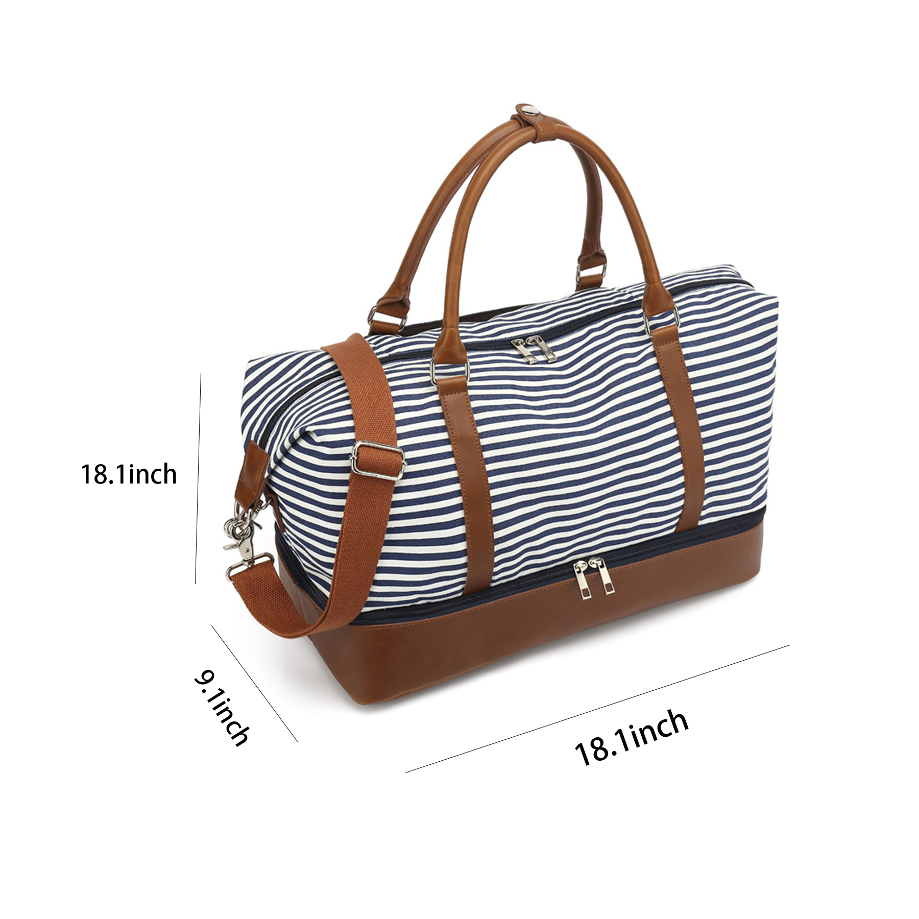 Canvas Travel Duffel Bag with Leather Shoes Compartment for Men 10