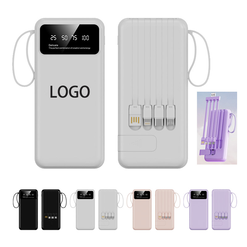 Built-in Cables Portable Super Fast Charging Power Bank 10000mAh