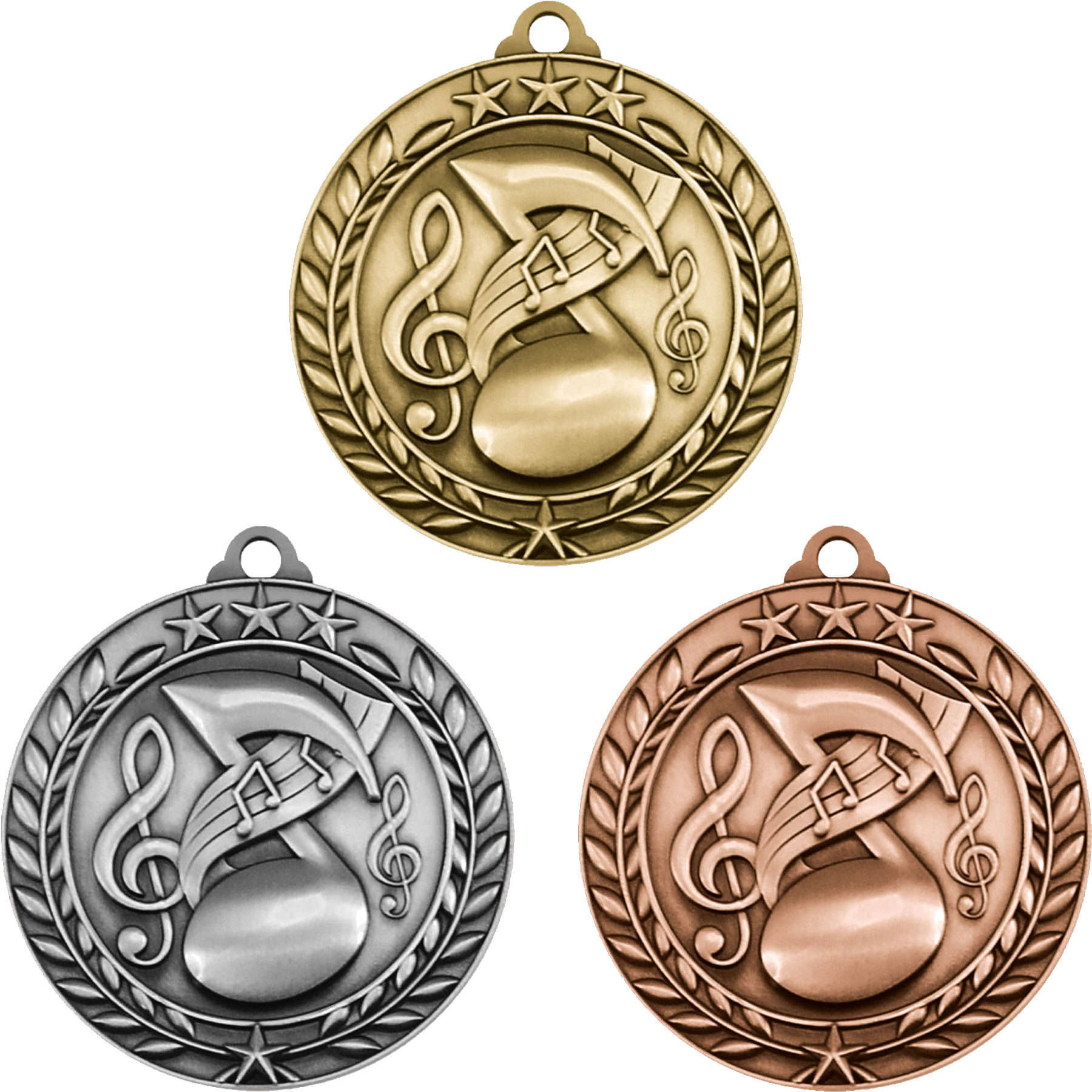 Stock Small Academic & Sports Laurel Medals: Music