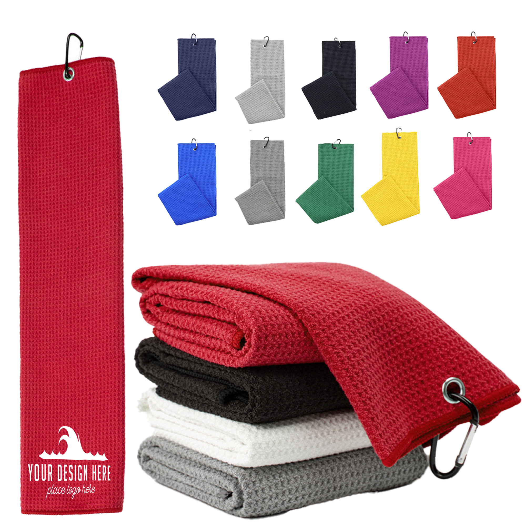 Waffle Golf Microfiber Towel With Hook Beach 6
