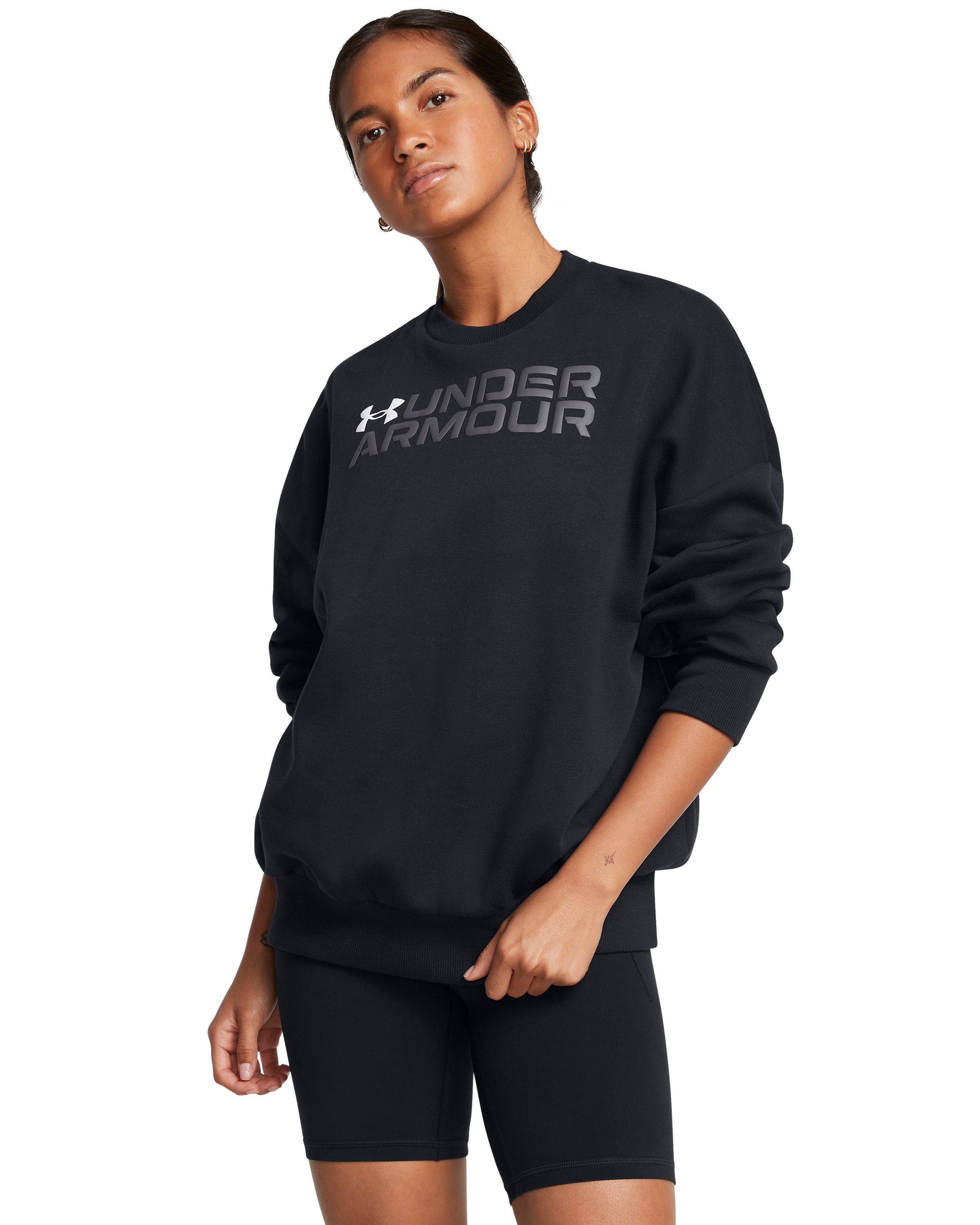 UA Rival Fleece Wordmark Women's Oversized Crew, custom hoodie or sweatshirt with logo imprint 8