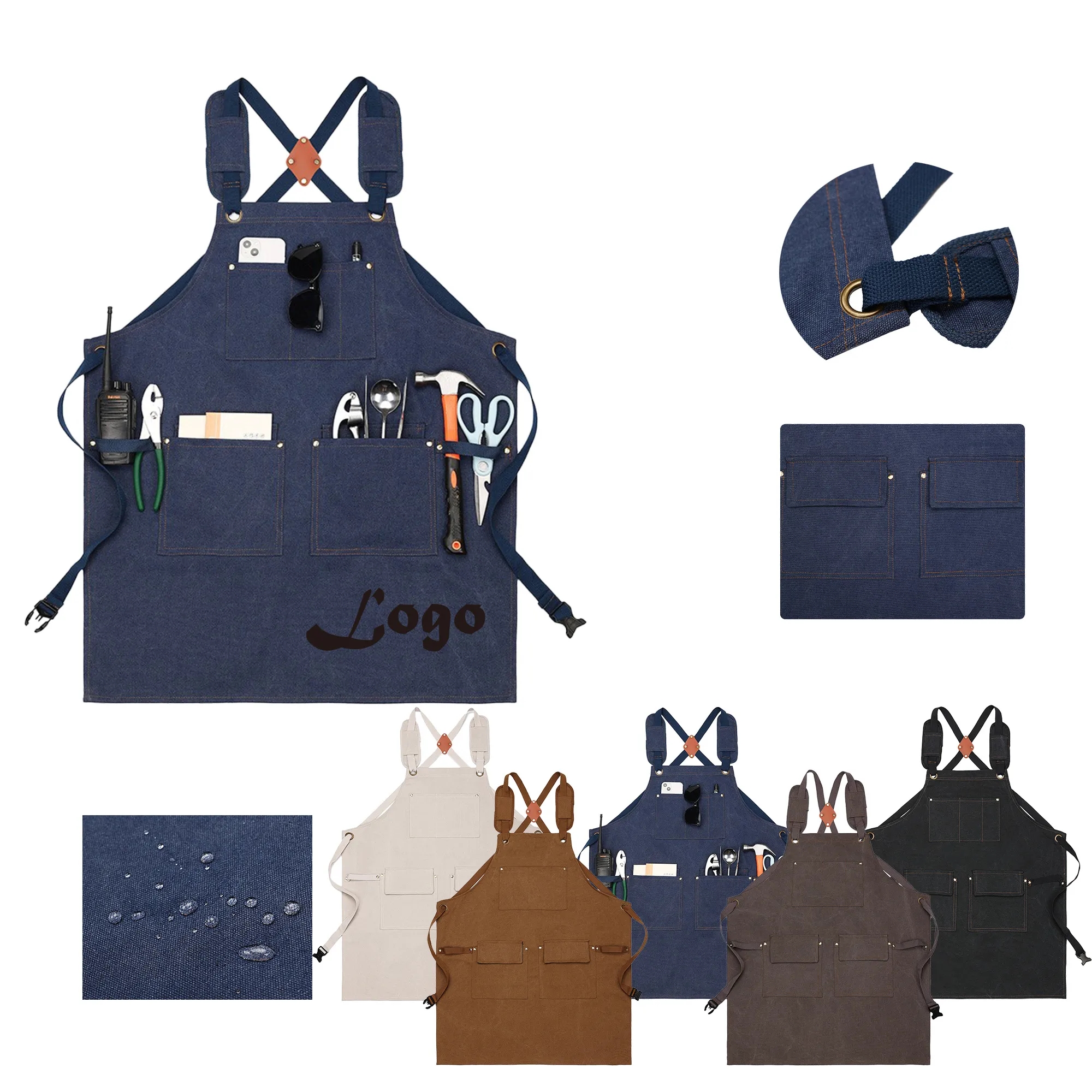 Cross-back Canvas Apron with Wide Straps