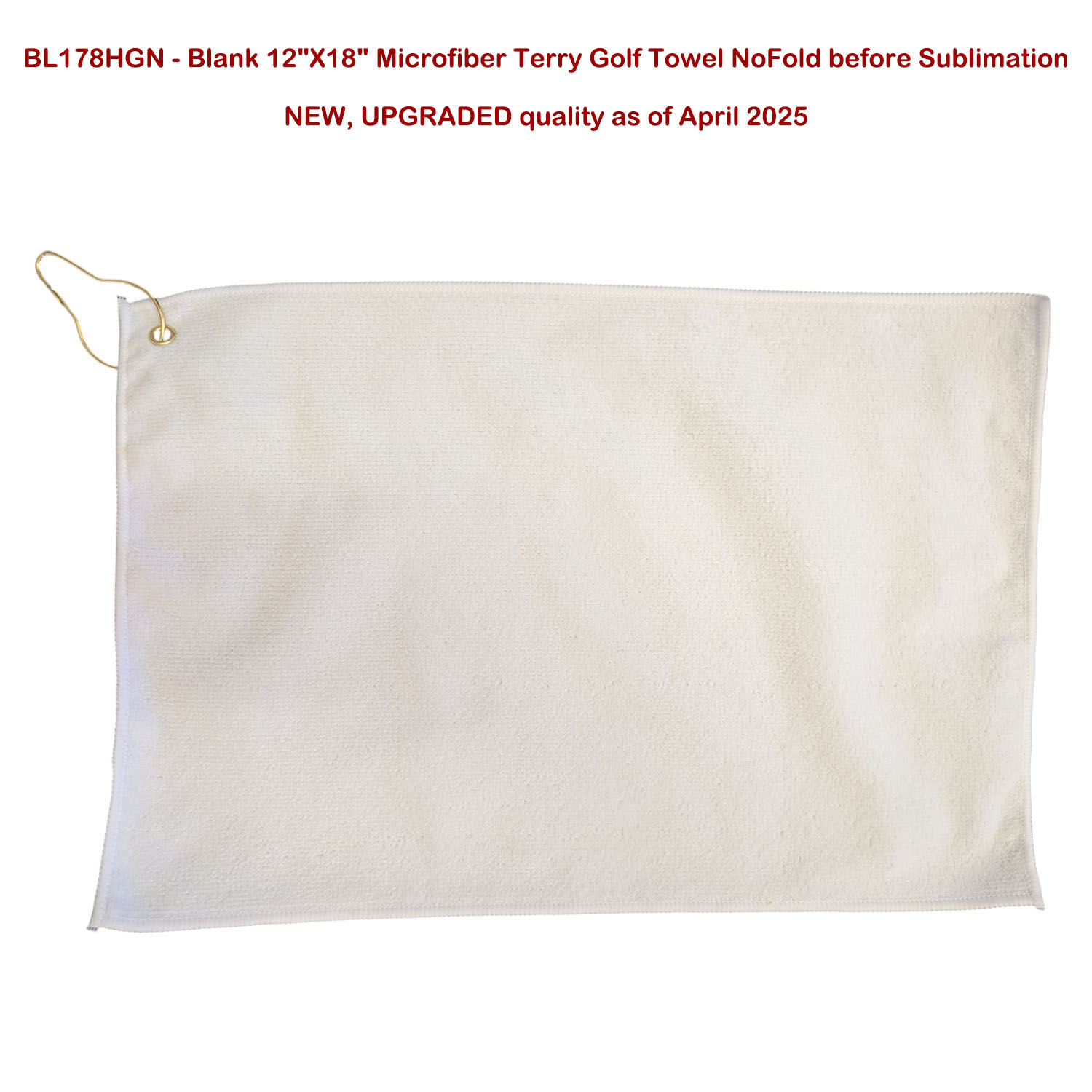 24 Hr Express Ship - Microfiber Dri-Lite Terry Golf Towel, Finished size 12x18, Nofold 8