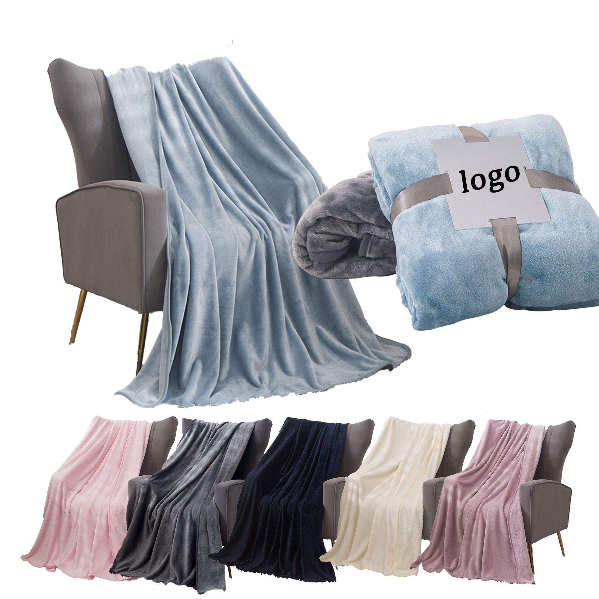 MOQ 30 Thickened Warm Flannel Blanket 59"L x 39.5"W 2