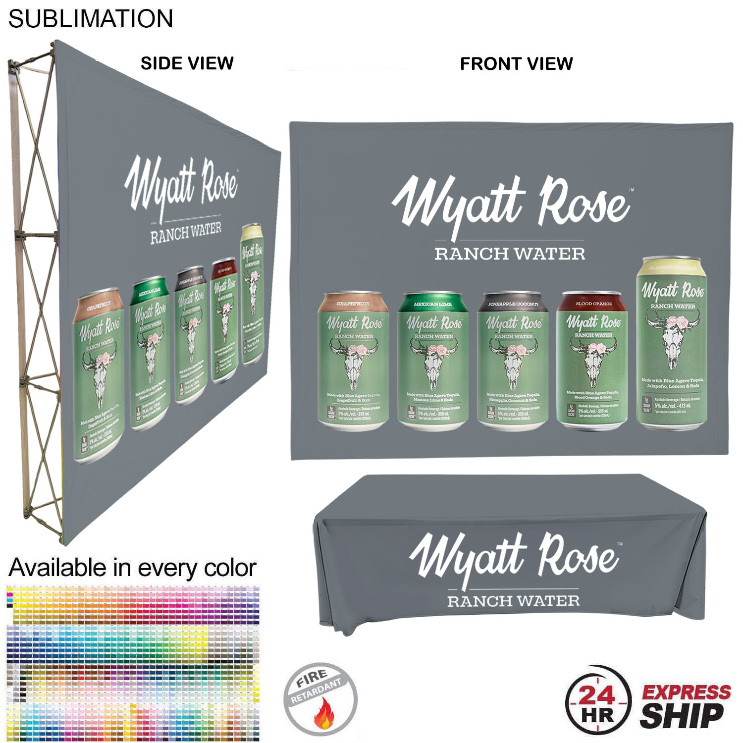 24Hr Express Ship -Tradeshow booth package Ultra, 10' Straight Fabric Wall and Premium 8' tablecloth 8