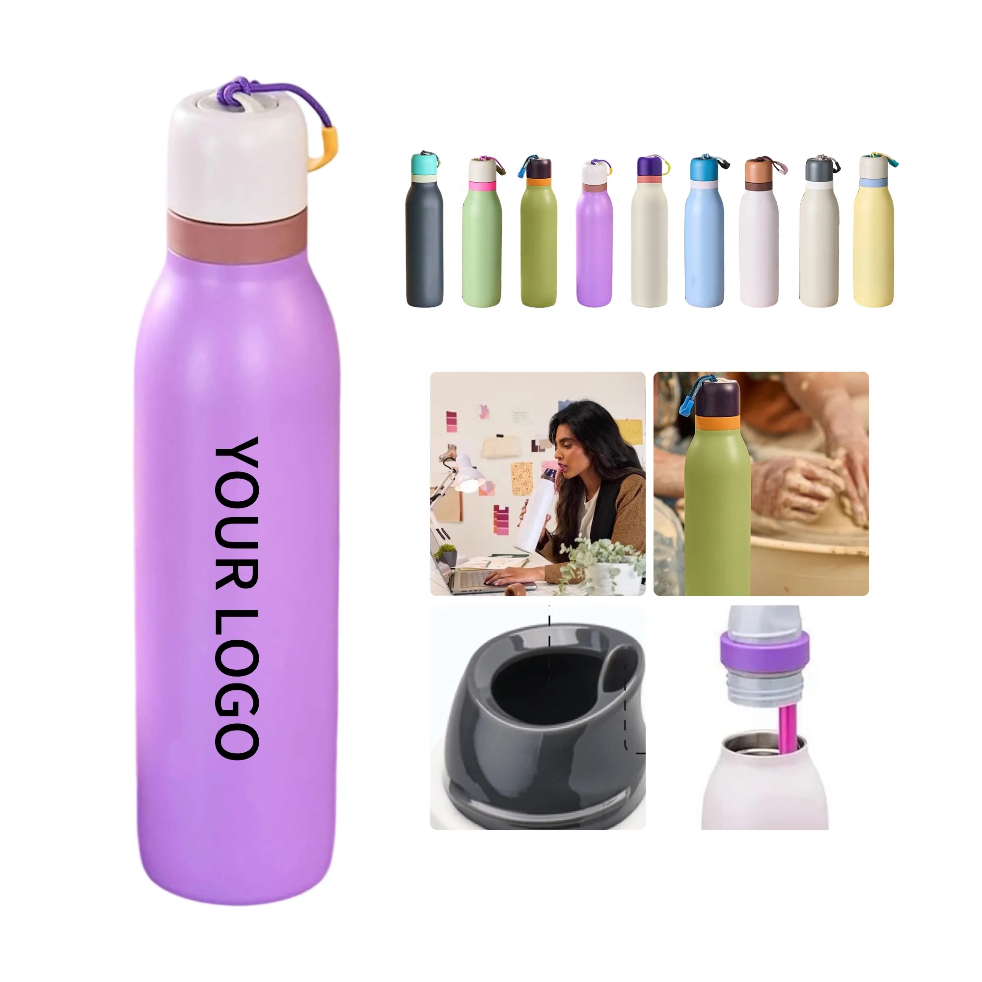 Macaron Color Tumbler 24oz with Detachable Handle