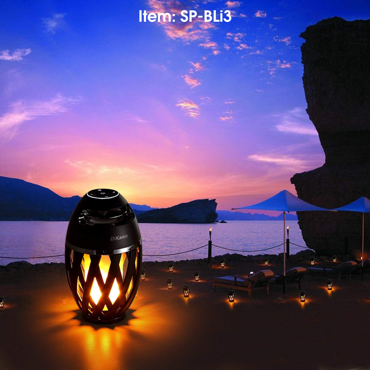 SonicWave LED Flame Torch Bluetooth Speaker Outdoor Waterproof IP65 20