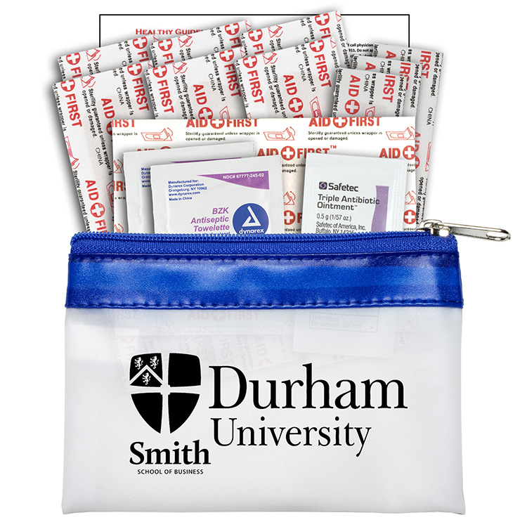 "SAFETY-ON-THE-GO" 14 Piece First Aid Kit in Colorful Zipper Vinyl Pouch 14