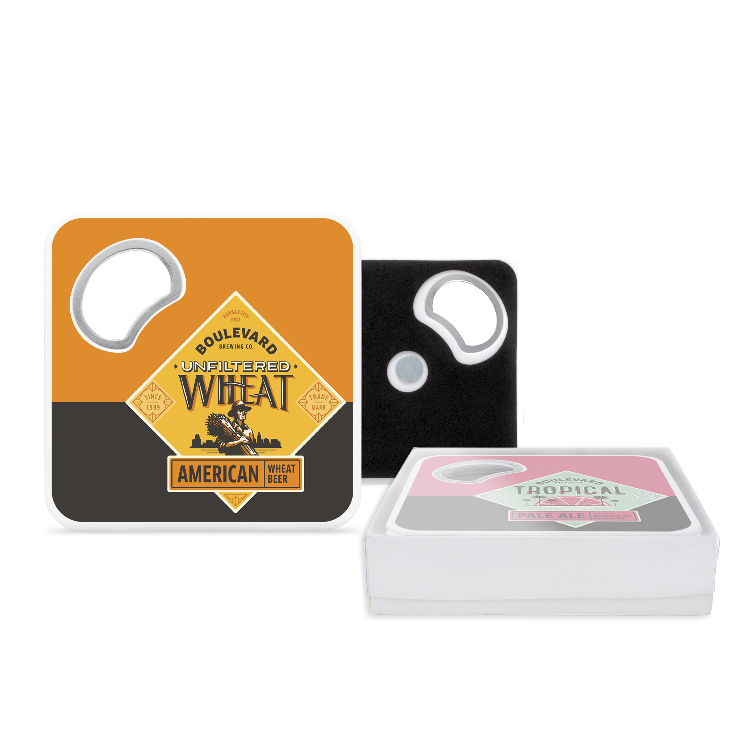 Magnetic Coaster With Bottle Opener Set