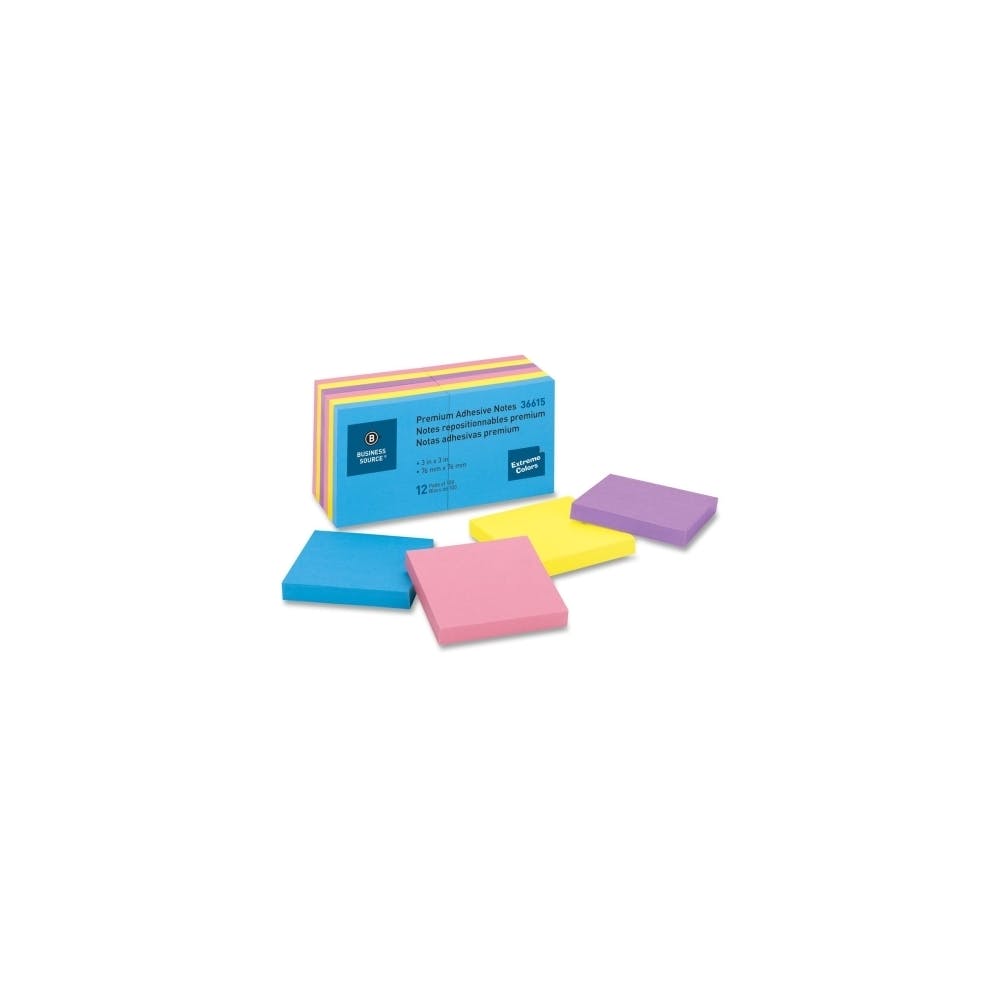 Adhesive Notes - Vibrant Colors 100 Sheets 3" x 3" 3
