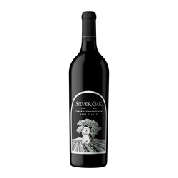Etched Silver Oak Napa Valley Cabernet Red Wine Bottle