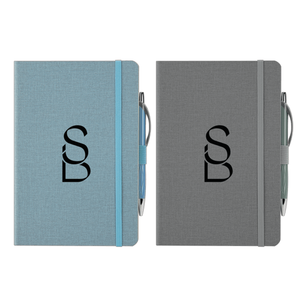 Crosshatch PU Notebook With Pen