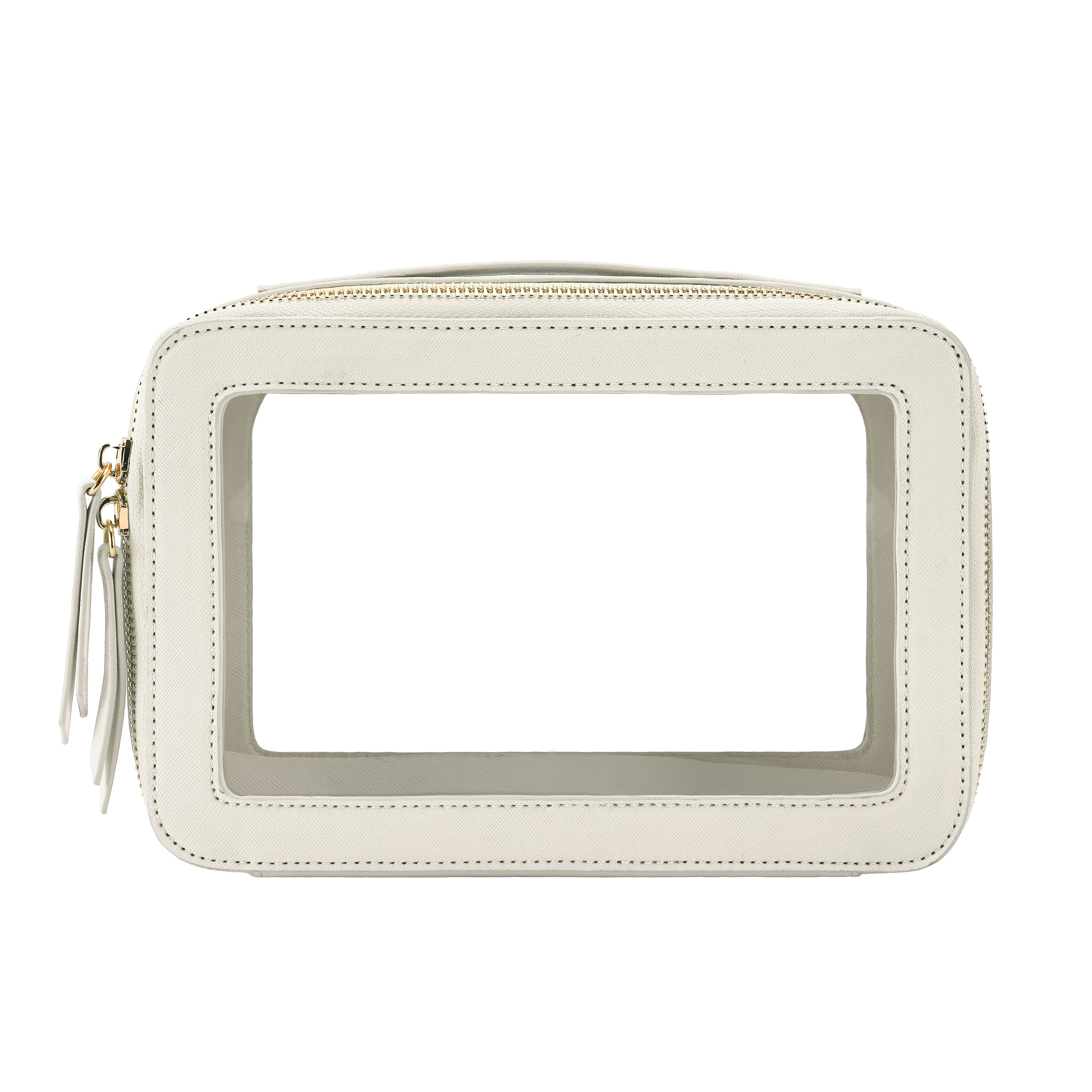 Clear PVC Makeup and Toiletry Bag with PU Leather Sides and Handle 8