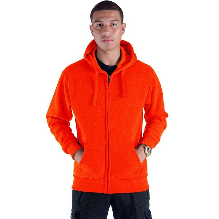 Men's Fleece Full Zip Hoodies - Size Small Safety Orange, custom hoodie or sweatshirt with logo imprint 3