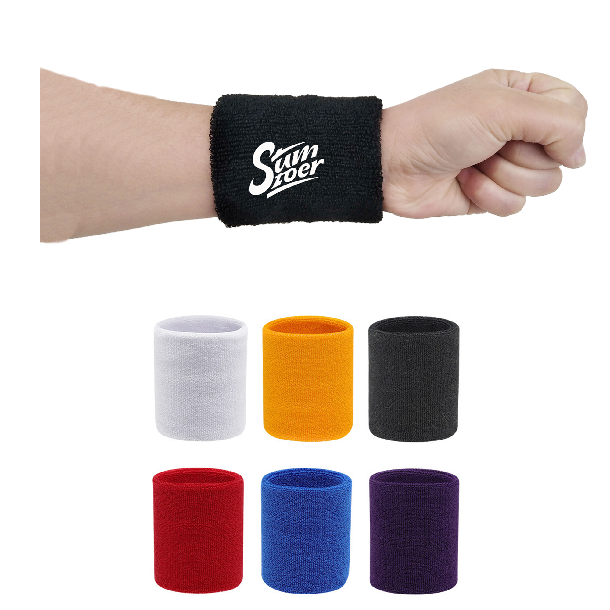 Sports Wristband Solid Cotton 5