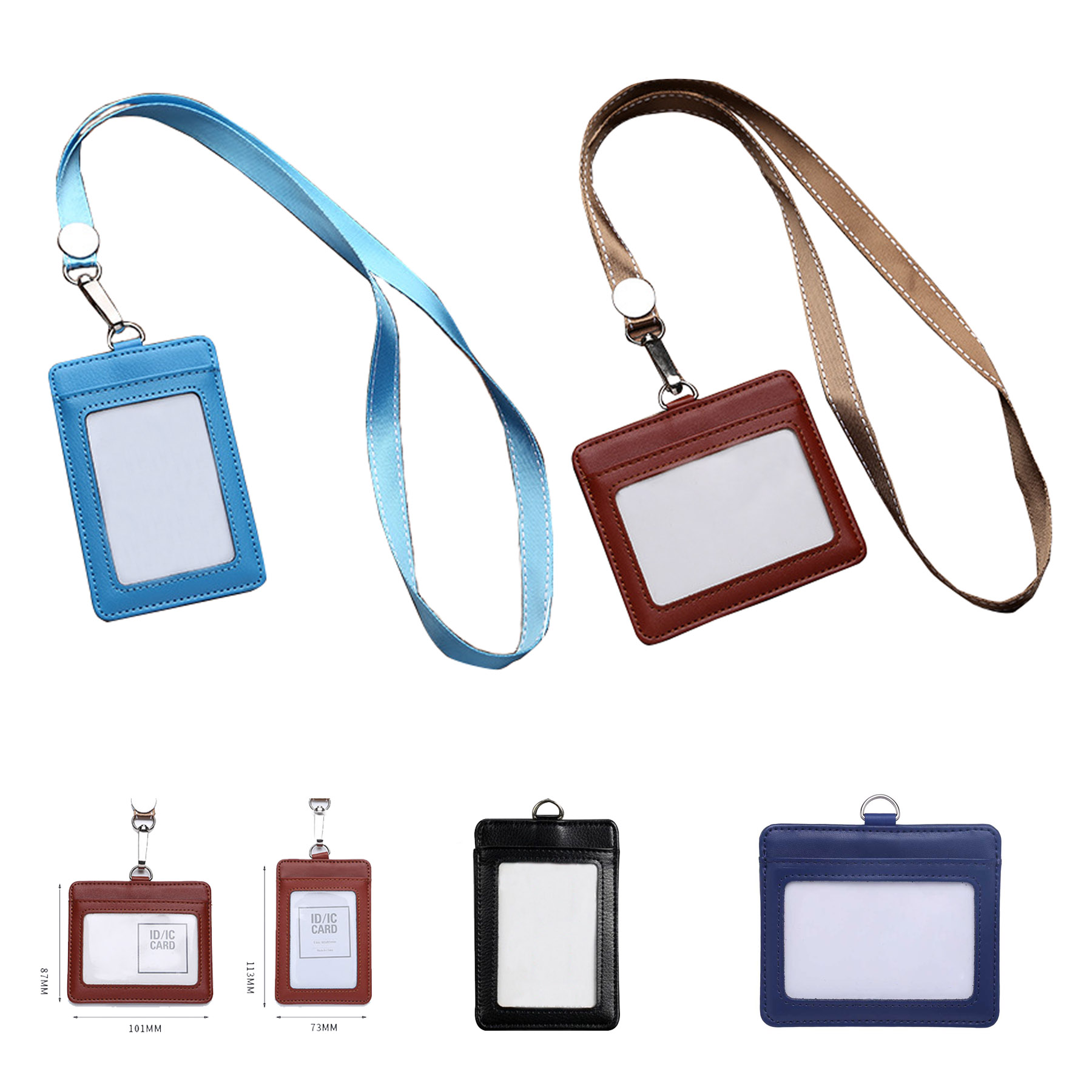 Leather Badge Holder With Lanyard