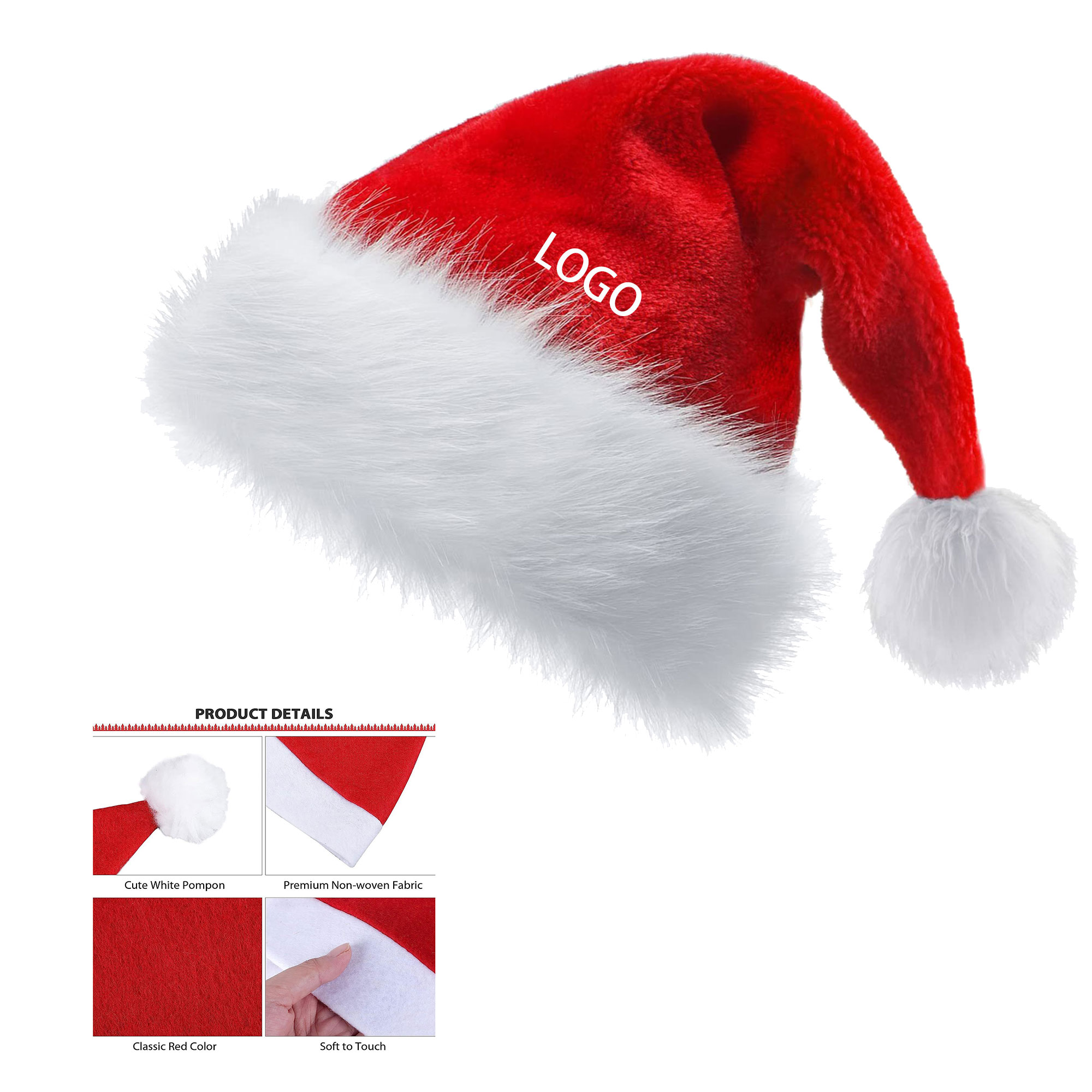 Children Adult Luxury Santa Claus Plush Hat 2
