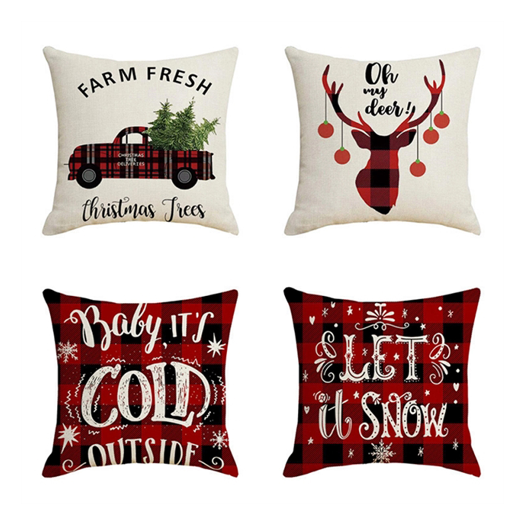 Festival Atmosphere Full Color Christmas Pillow Case 5