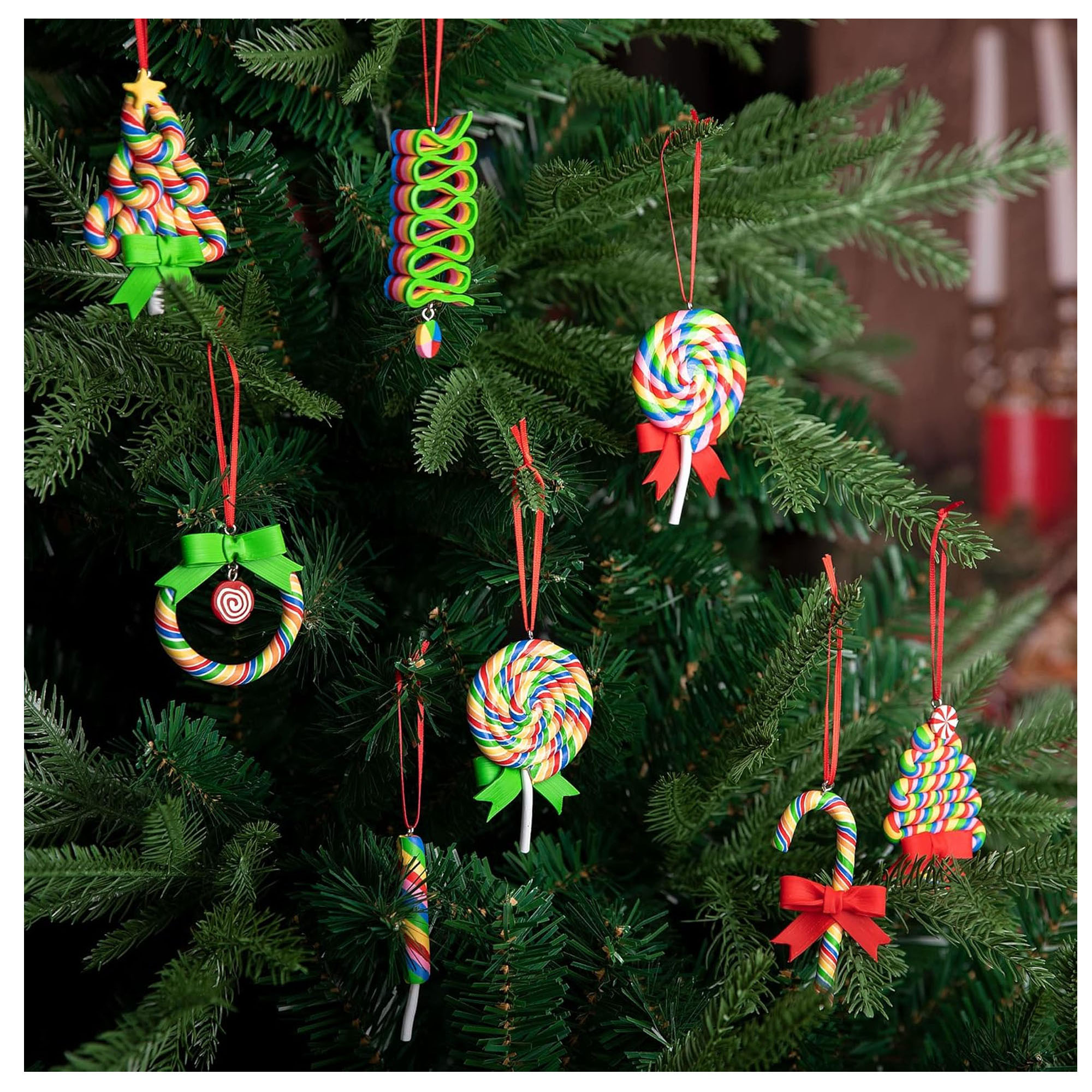 Festive Rainbow Lollipop Christmas Tree Hanging Decorations 8