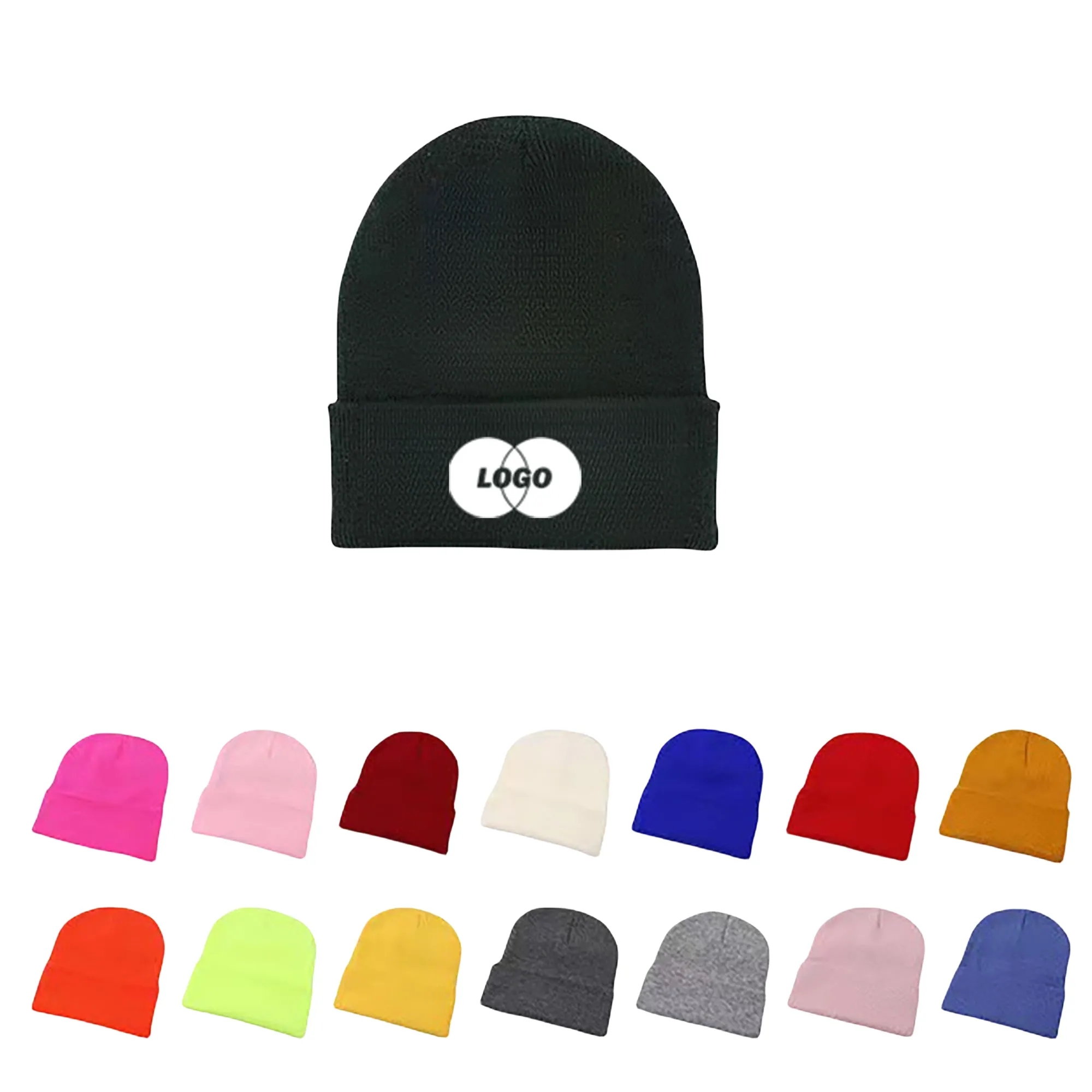 MOQ 50 PCS Knit Cuffed Beanie Cap Unisex 6