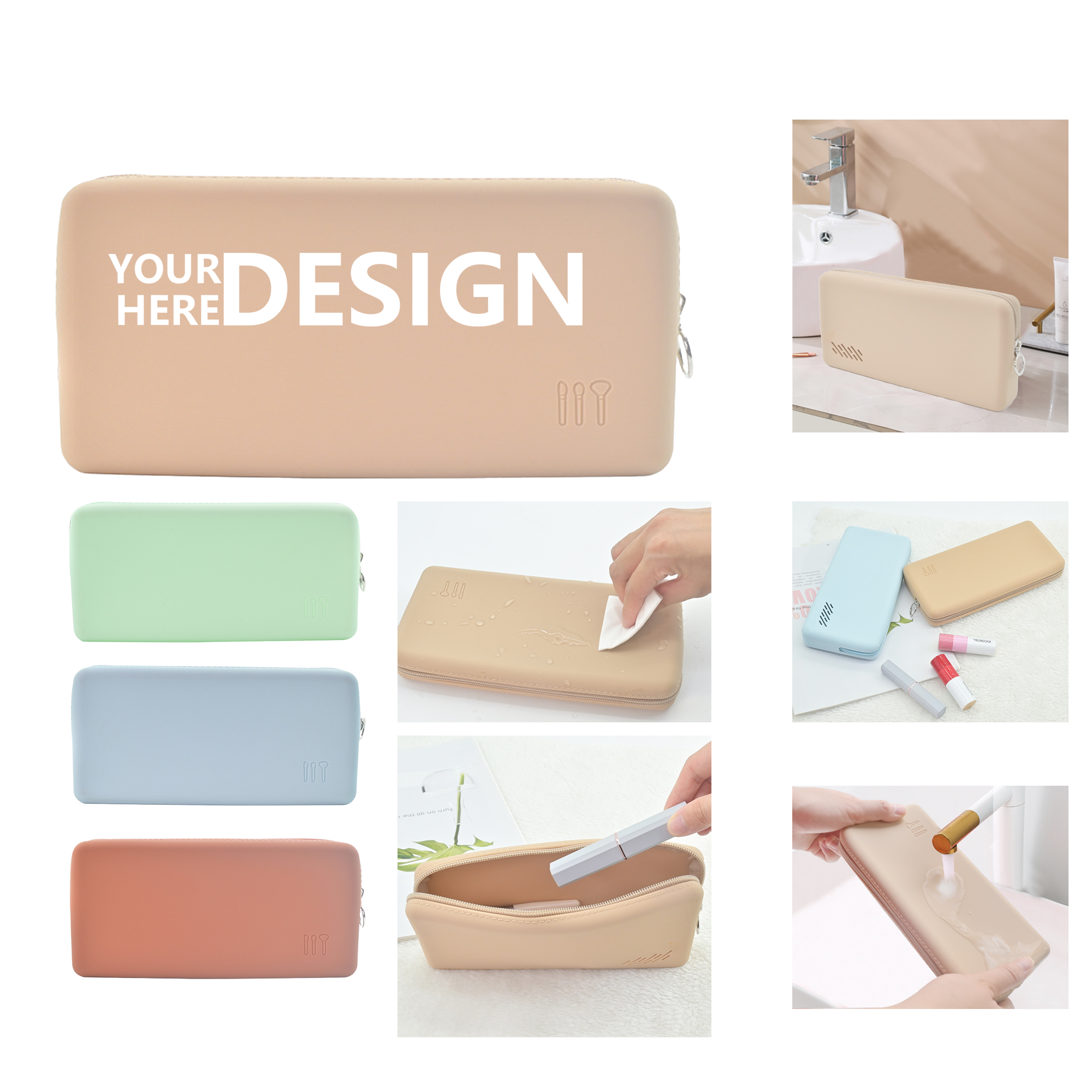 High-Capacity Silicone Travel Makeup Bag with Zipper for Outdoor Adventures 3