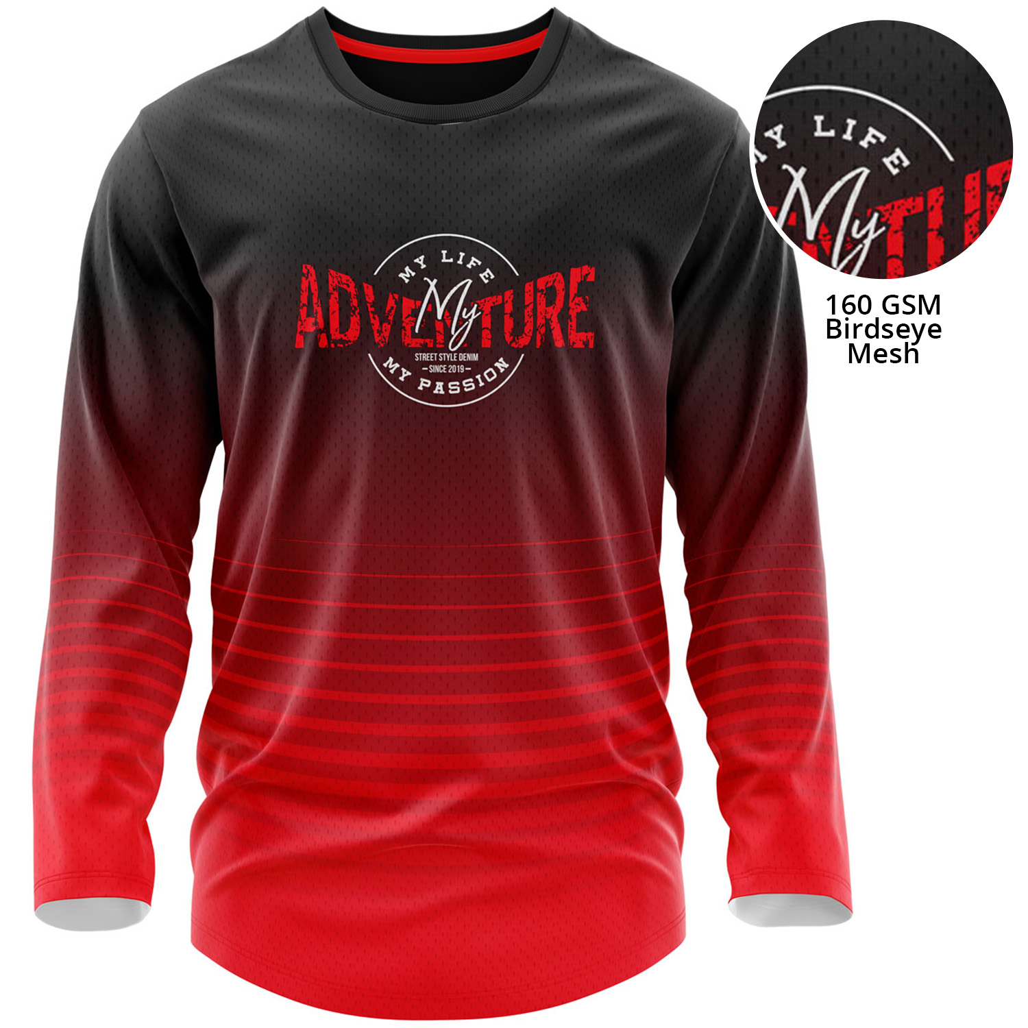 Men's 160 GSM Birdseye mesh Sublimation Long Sleeve T-shirt