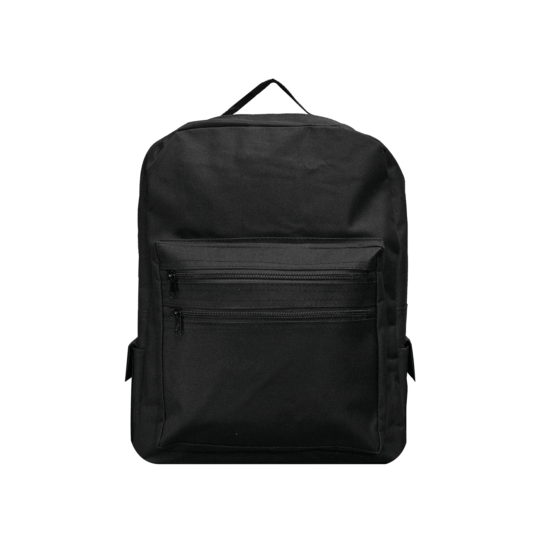 Backpack with large front compartment & 2 side pockets. 25
