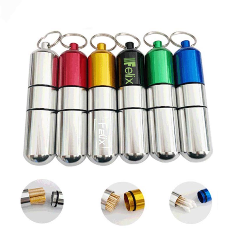 Metal Pill Cigarette Case Keychain