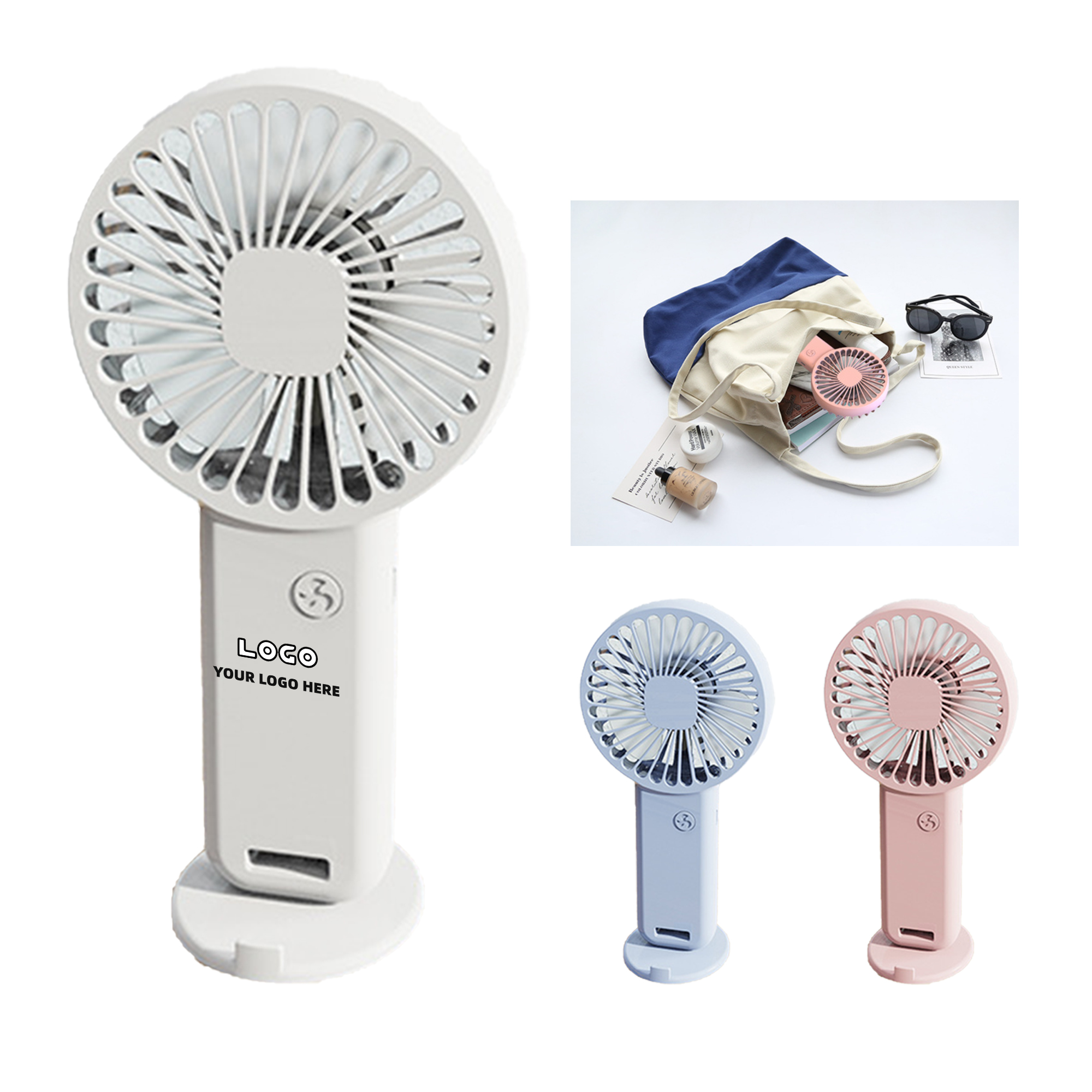 600mAh Handheld USB Rechargeable Fan with 3 Adjustable Speeds 2