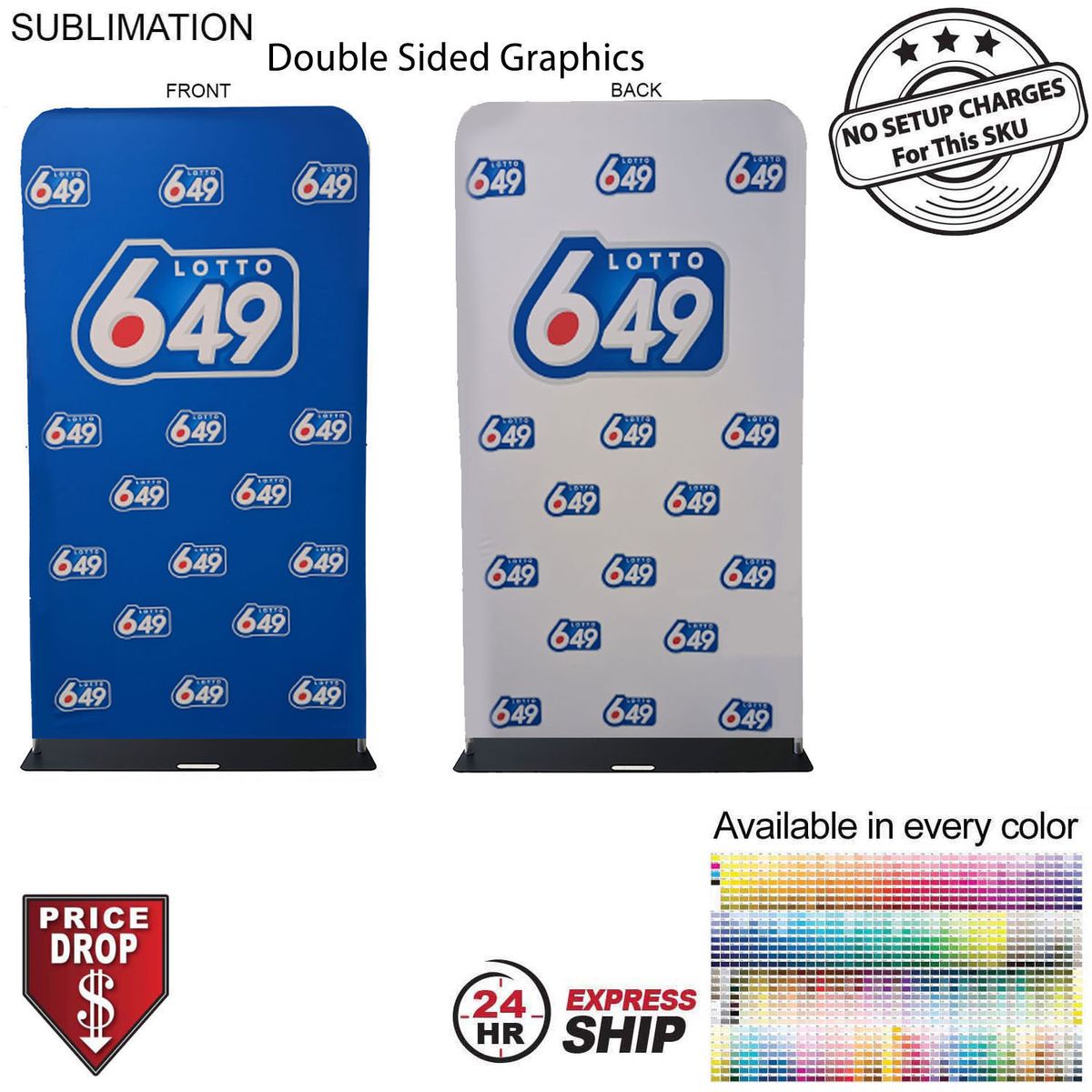 fiel 24 Hr Express Ship- 4'W x 90"H EuroFit Tension Fabric Banner with Steel Base Graphics Double Sided #SU737-4