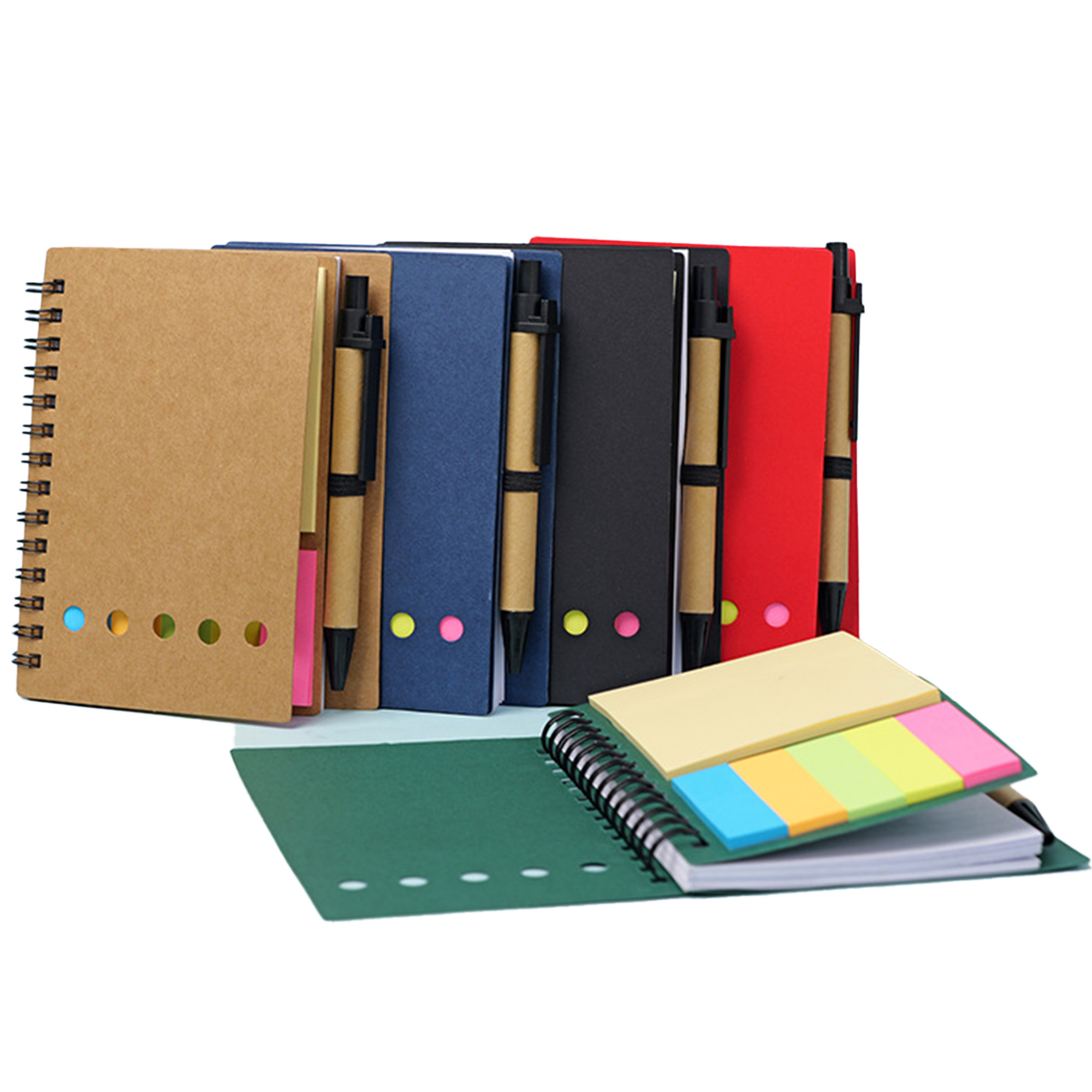 Customizable Multi-Functional Kraft Paper Cover Notebook with Pen & Sticky Notes 6