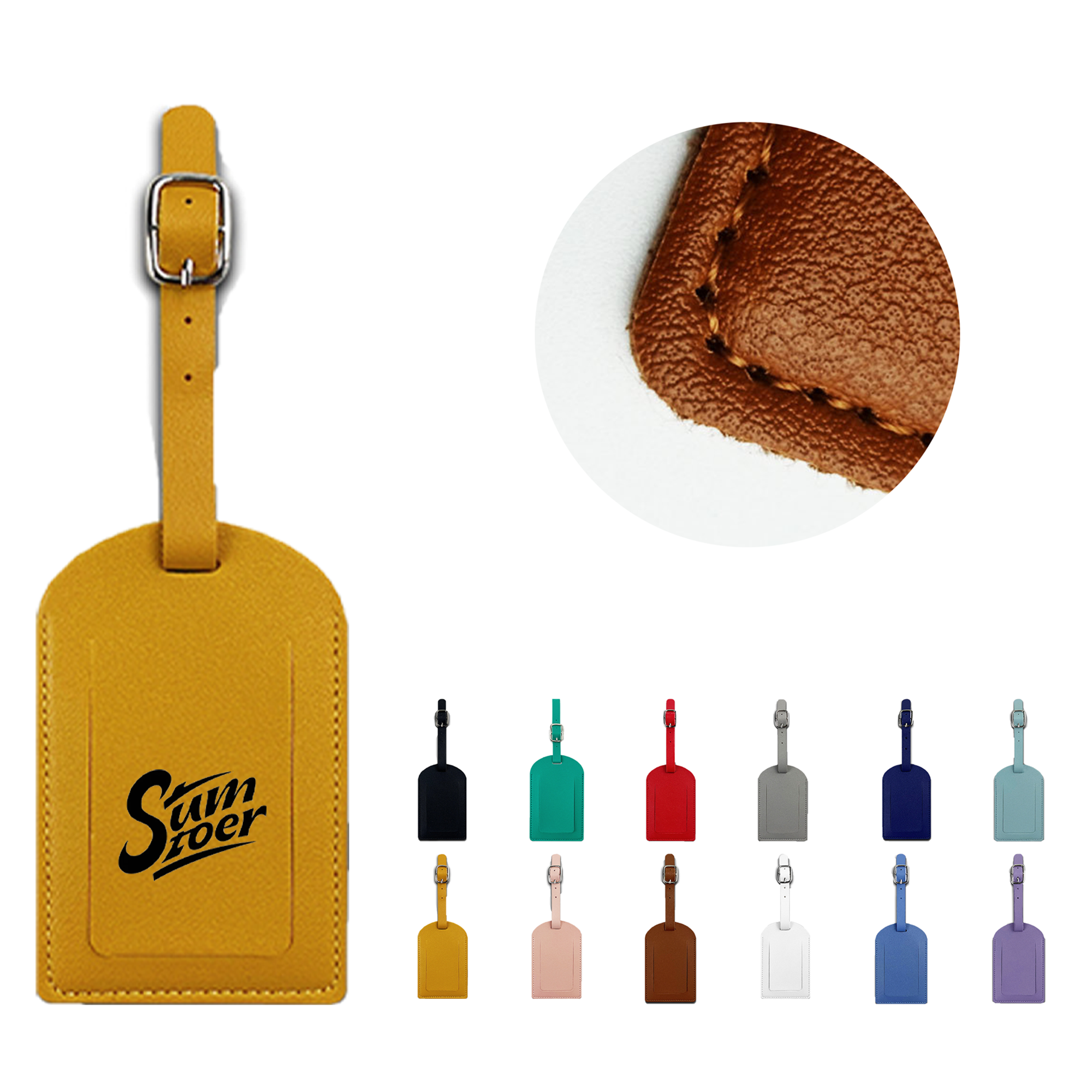 Rectangular Leather Luggage Tag 4
