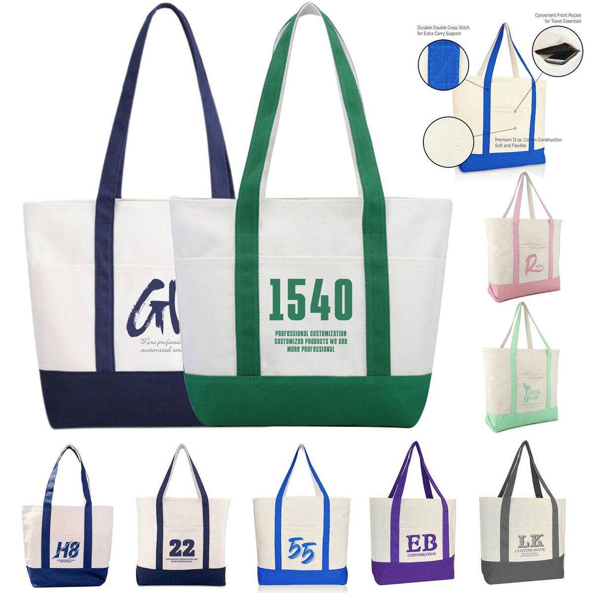 Canvas Tote Bag With Front Pocket