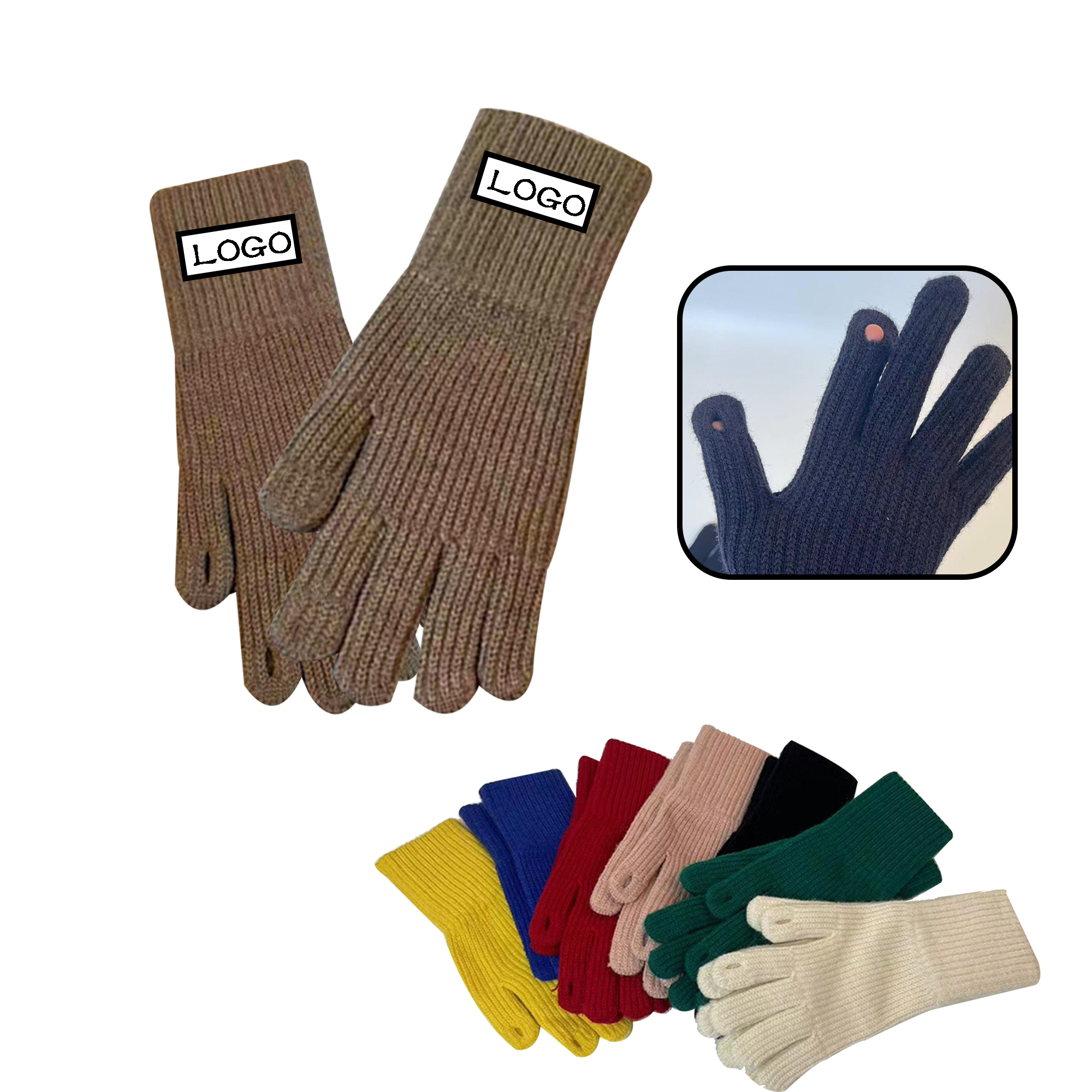MOQ 100 PCS Winter Knit Touch Gloves 4