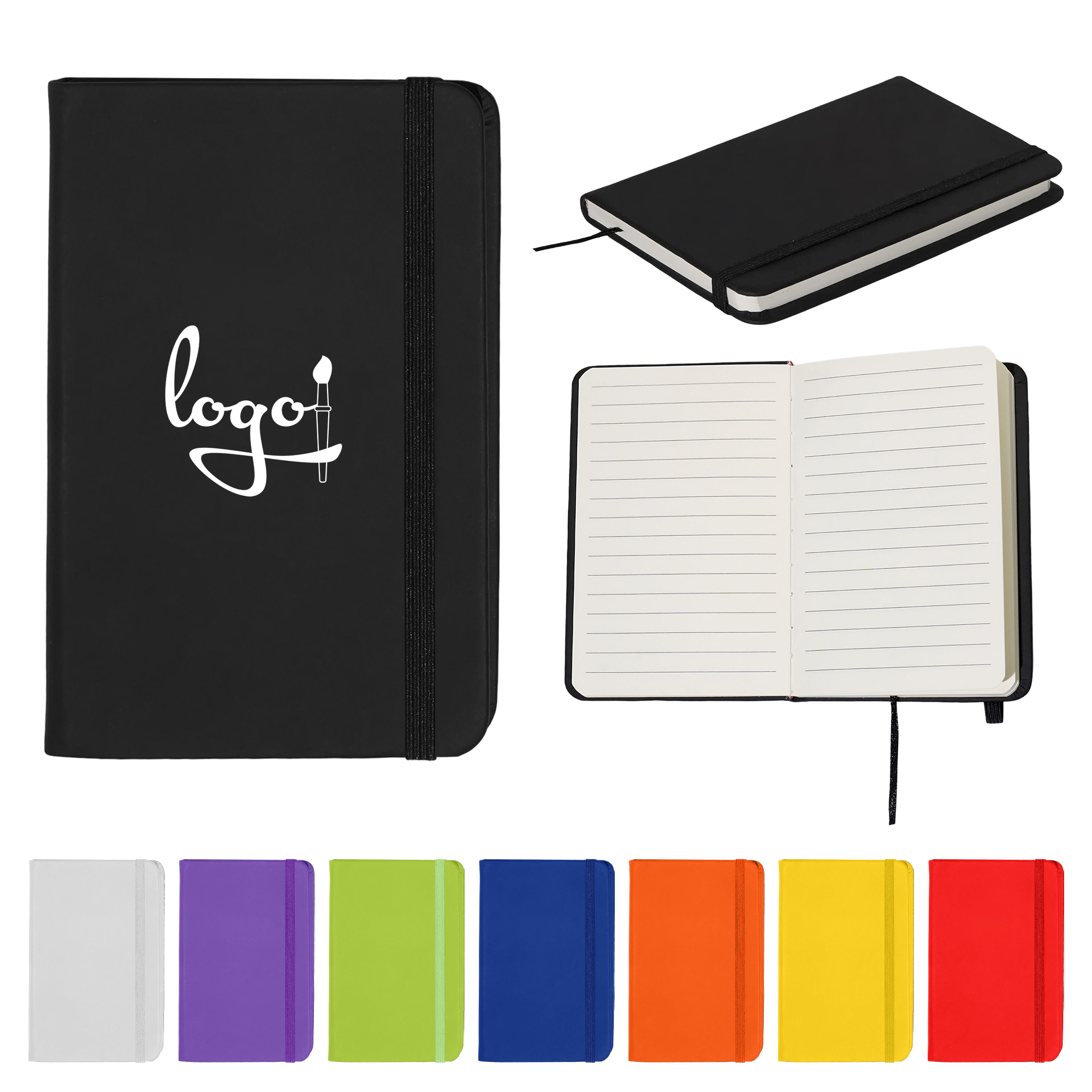A6 PU Hardcover Notebook with Elastic Band 2