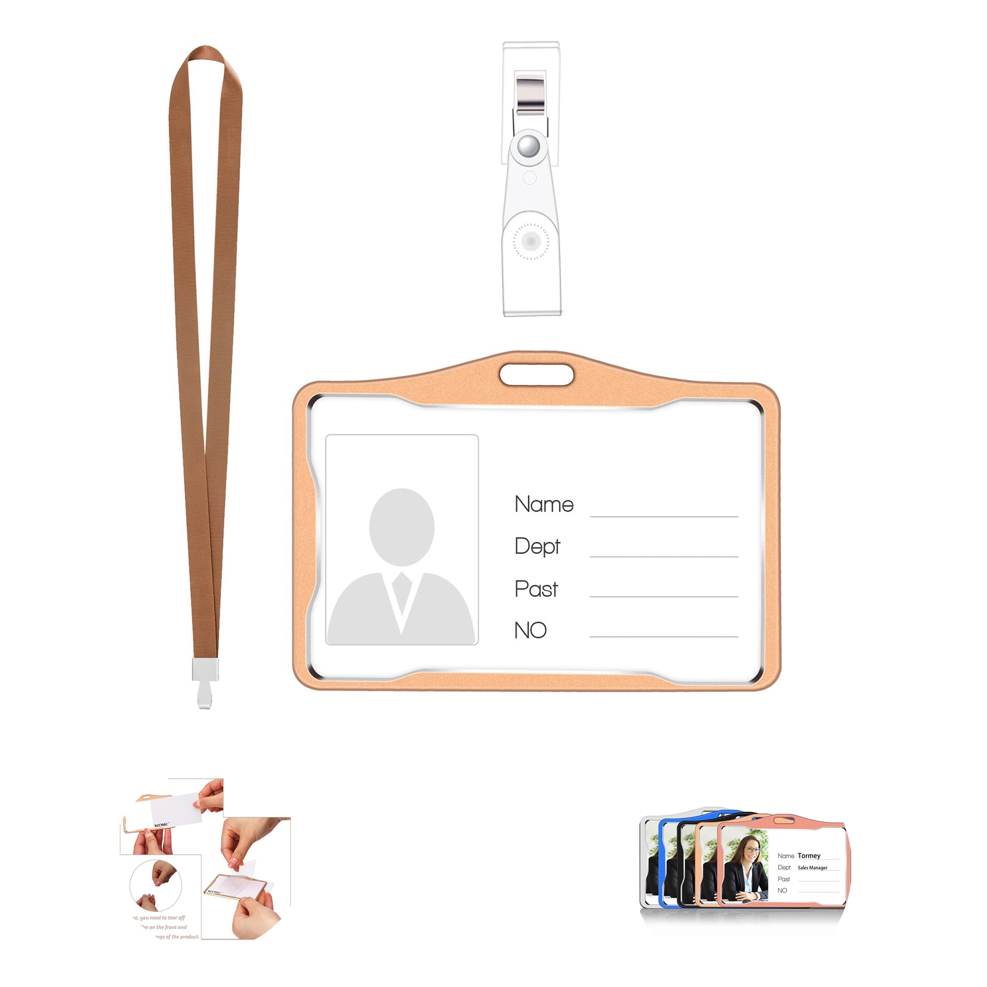 Metal ID Card Badge Holder with Lanyard
