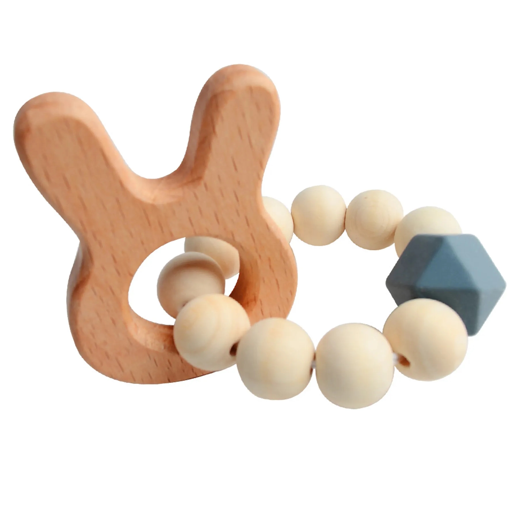 Natural Wood Teething Rattle : 3 M+ 16