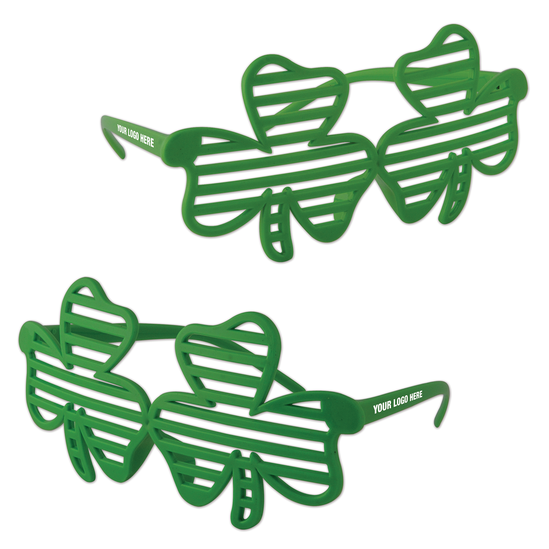 Shamrock Shutter Glasses with Custom Pad Print on Both Stems 4