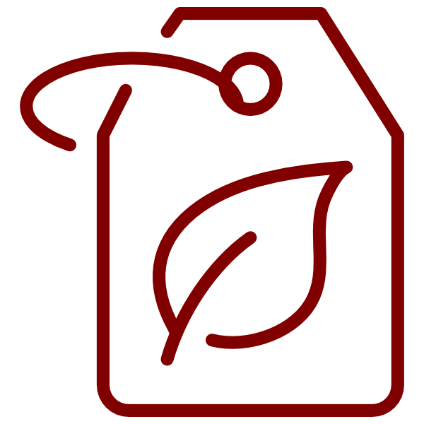 Icon of a tag with a leaf on it