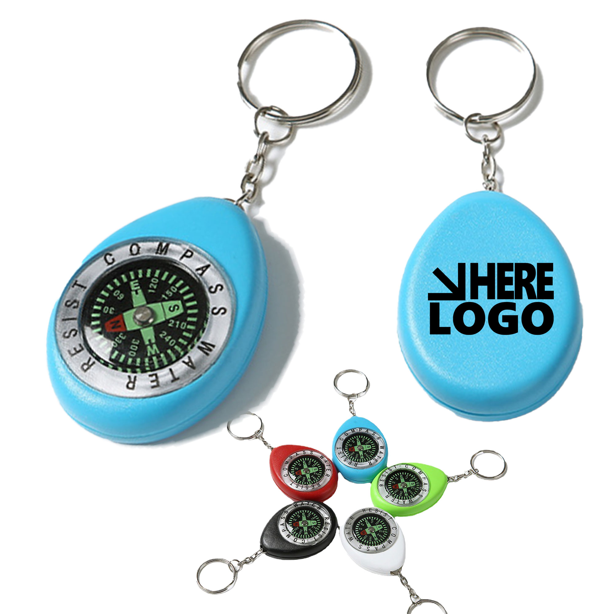 MOQ 100 Luminous Compass Keychain Navigation Tool 3