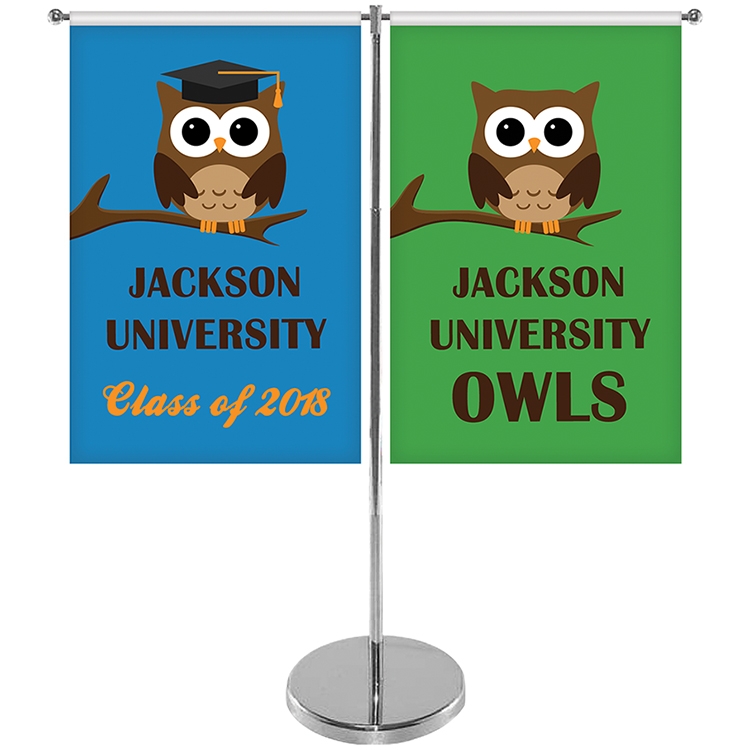 Metal Telescoping Flag Pole With 2 Double Sided Banners Dsf28d